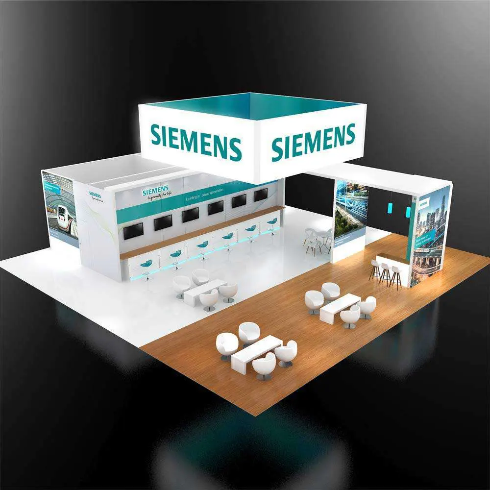 Arial View – RLU5050 12: Visually Compelling 50x50 Exhibit Booth for Engagement