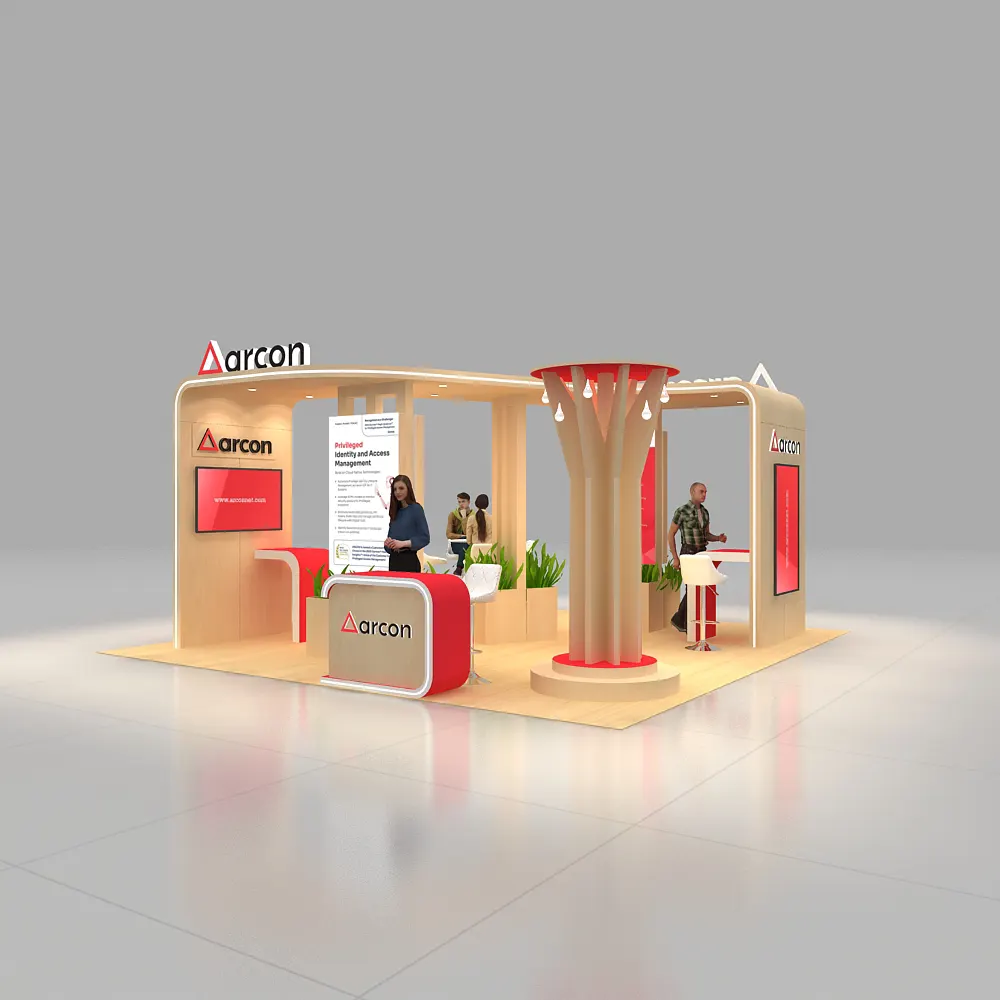 Front Perspective View – BRLU2020 50: Vibrant 20x20 Exhibit Rentals Display for Event Presence