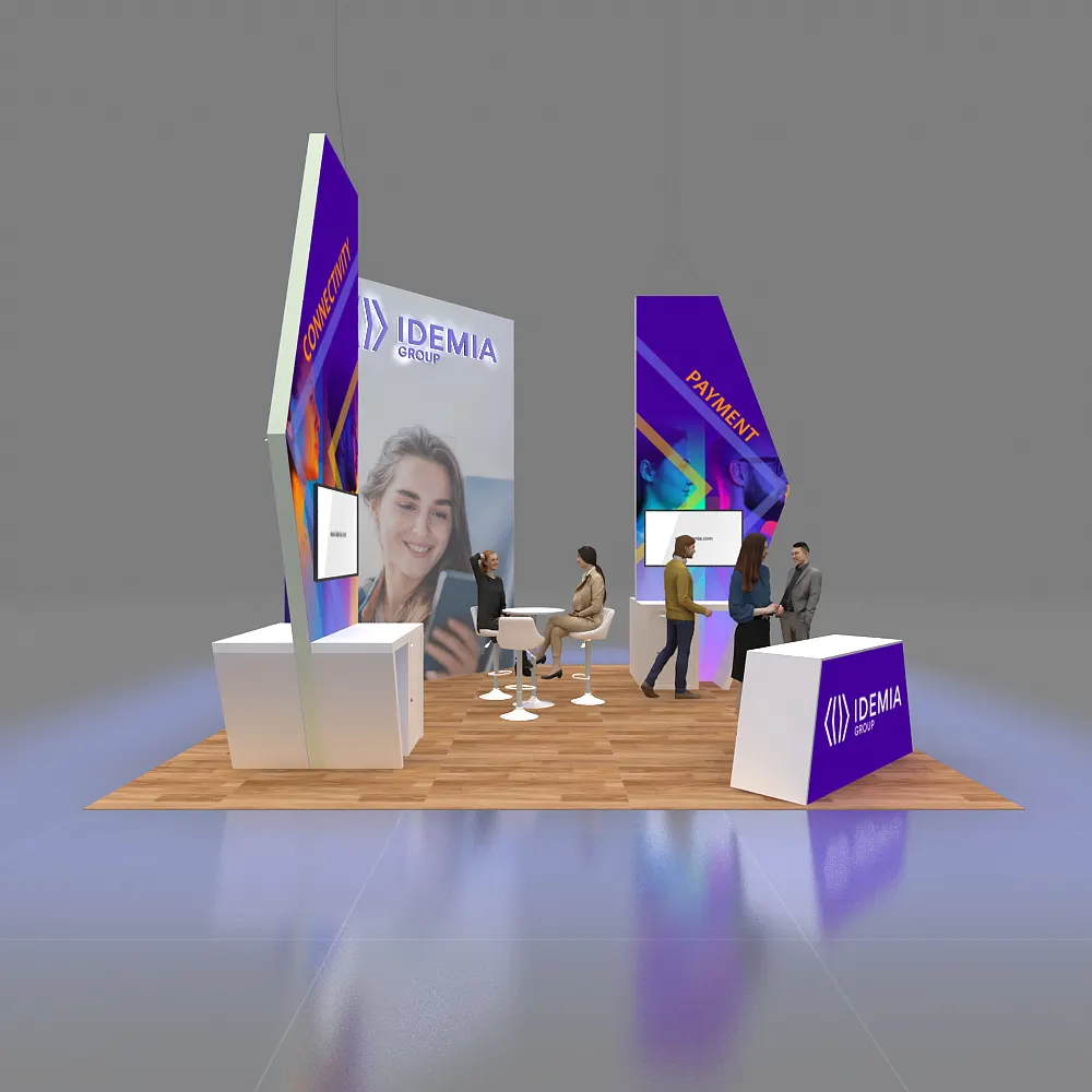 Left Side Perspective View – GRLE2020 23: Dynamic 20x20 Trade Show Exhibit Design for Maximum Impact