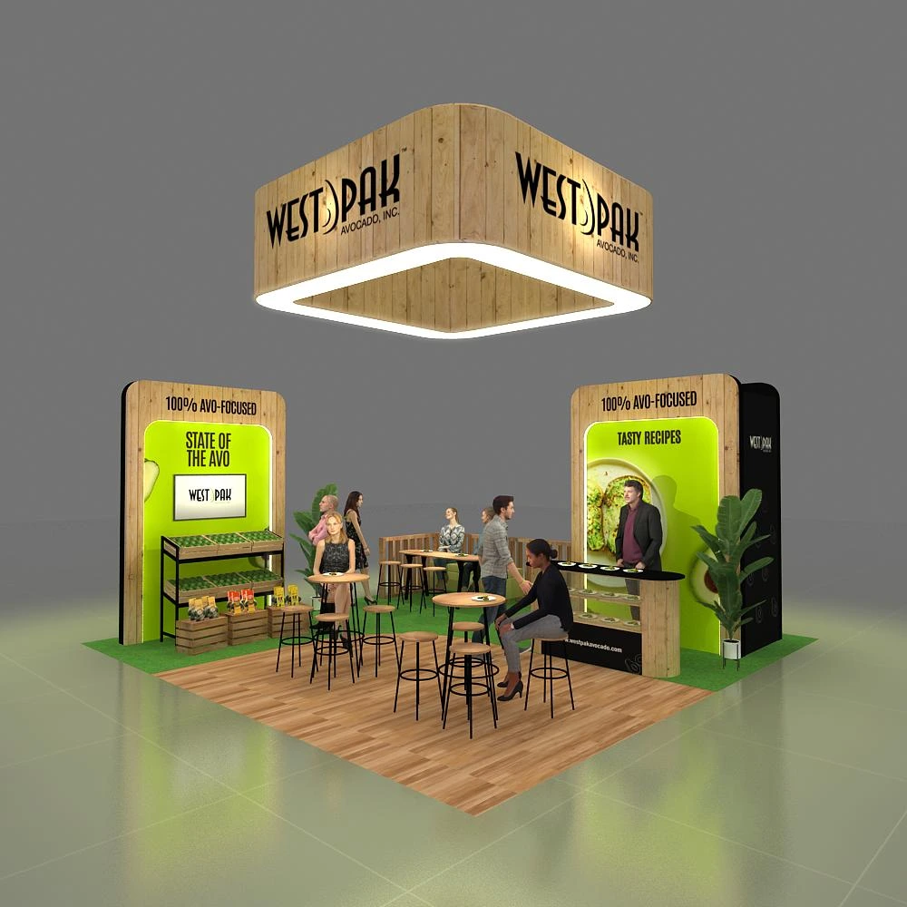 Front View – BRLU2020 39: Striking 20x20 Trade Show Booth Design for Brand Visibility