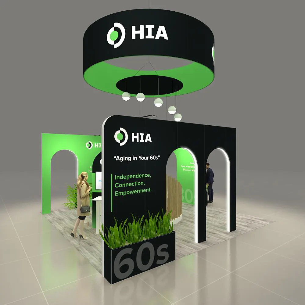 Right Side Perspective View – BRLU2020 160: Vibrant 20x20 Exhibit Rentals Display for Event Presence