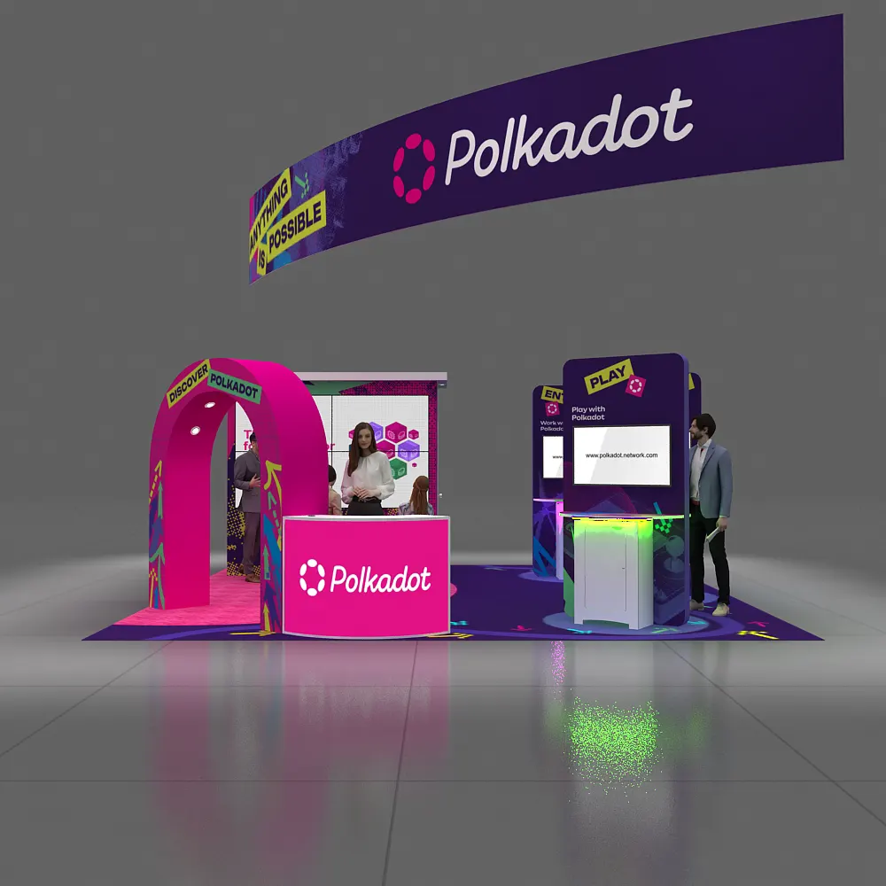 Front View – BRLU2020 341: Dynamic 20x20 Trade Show Exhibit Design for Maximum Impact