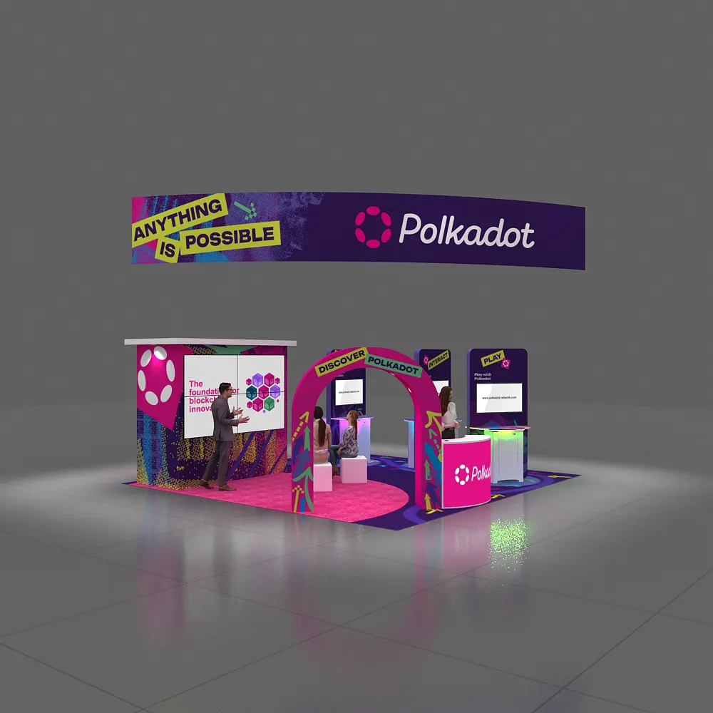 Front-Left Wide Angle View – BRLU2020 341: Stunning 20x20 Custom Trade Show Exhibit Rental Experience