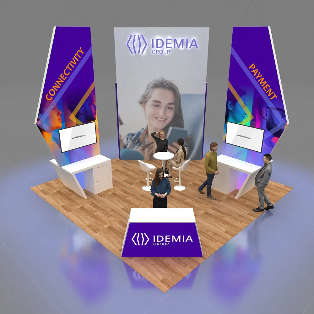 Front-Top Angle View – GRLE2020 23: Stunning 20x20 Custom Trade Show Exhibit Rental Experience