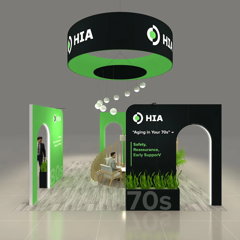 Front View 01 – BRLU2020 160: Futuristic 20x20 Rental Exhibits for Bold Brand Statement