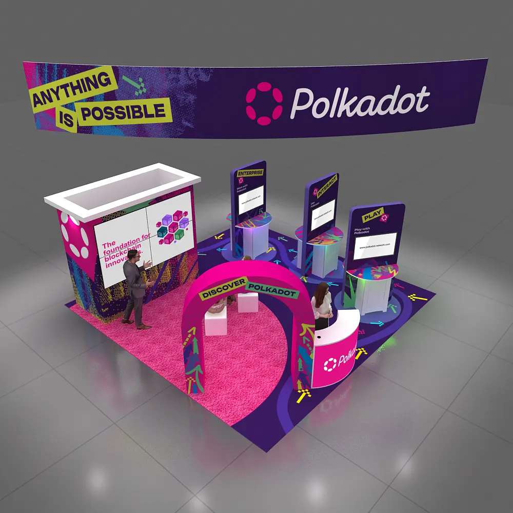 Top-Right Perspective View – BRLU2020 341: Futuristic 20x20 Rental Exhibits for Bold Brand Statement