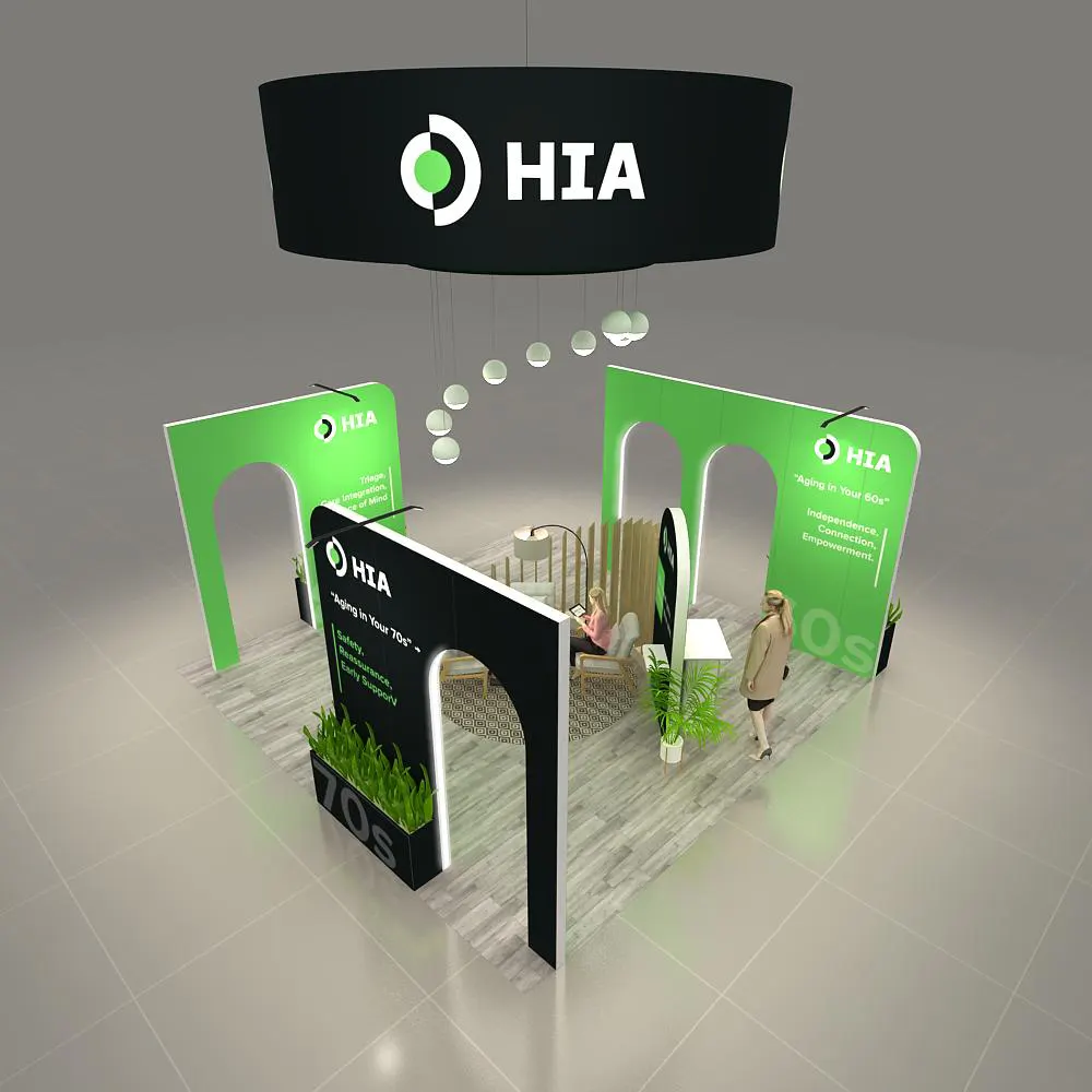 Angled Top View – BRLU2020 160: 20x20 Exhibit Booth