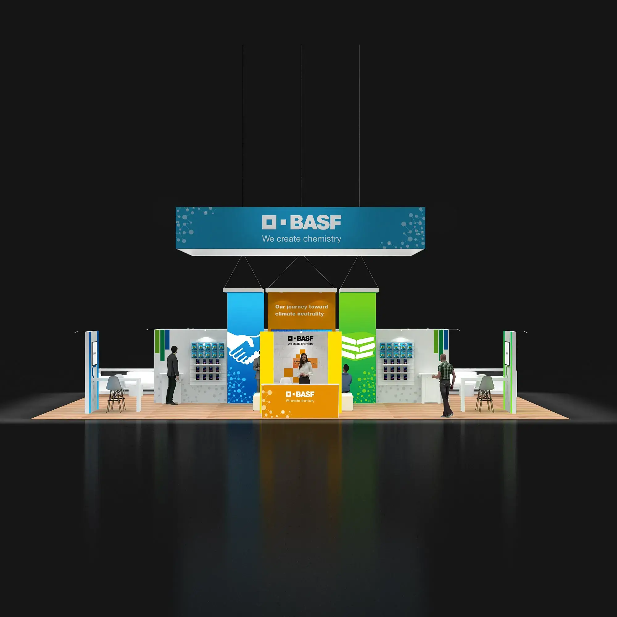 Front View – YRLU5050 14: Striking 50x50 Trade Show Booth Design for Brand Visibility #2
