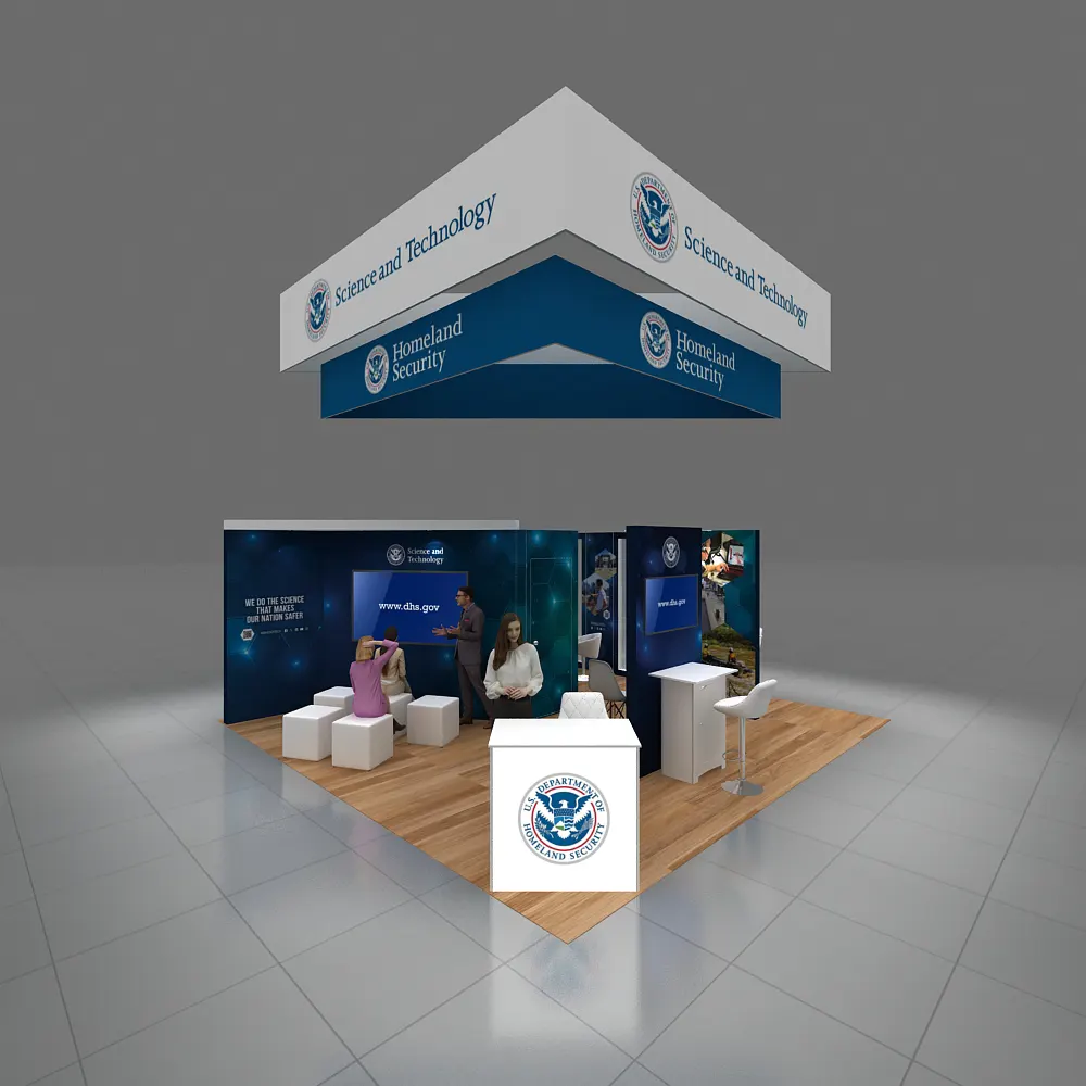Front View - 20x20 Exhibit Booth Design - YRLU2020 177
