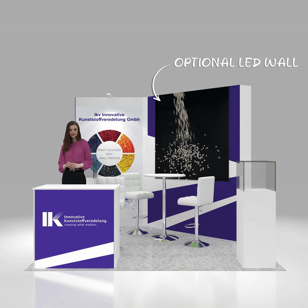 Front View with LED Counter - RLU1010 32: Creative 10x10 trade show booth ideas