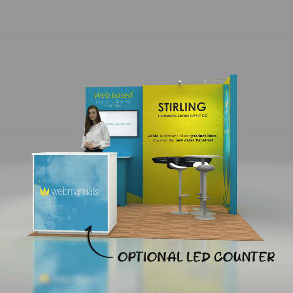 Front View with LED Counter - STL1010 05: Extraordinary 10x10 trade show booth designs