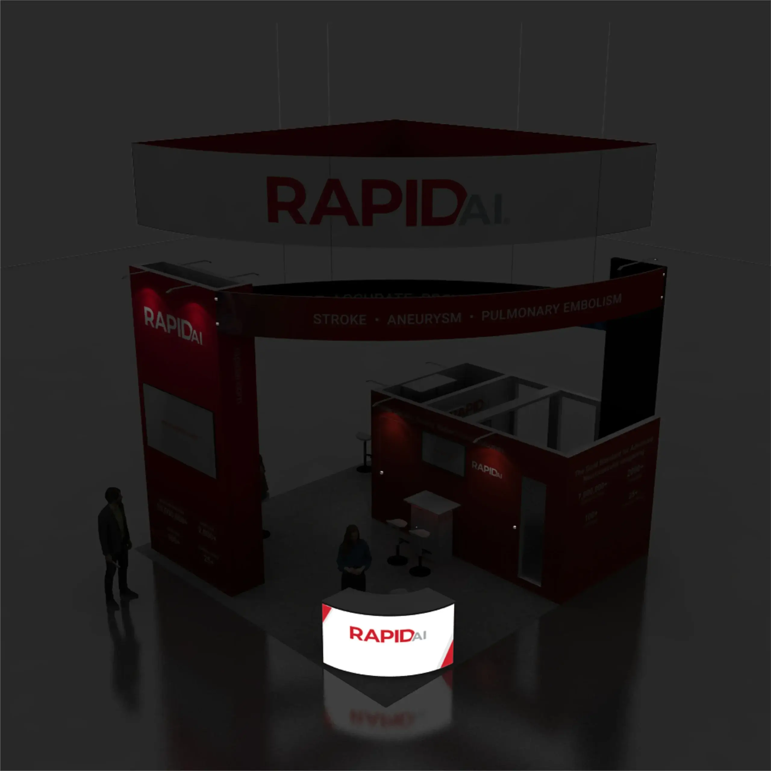 Backlit View – YRLU2020 60: Sleek 20x20 Exhibit Booth Design for Reco Trade Shows