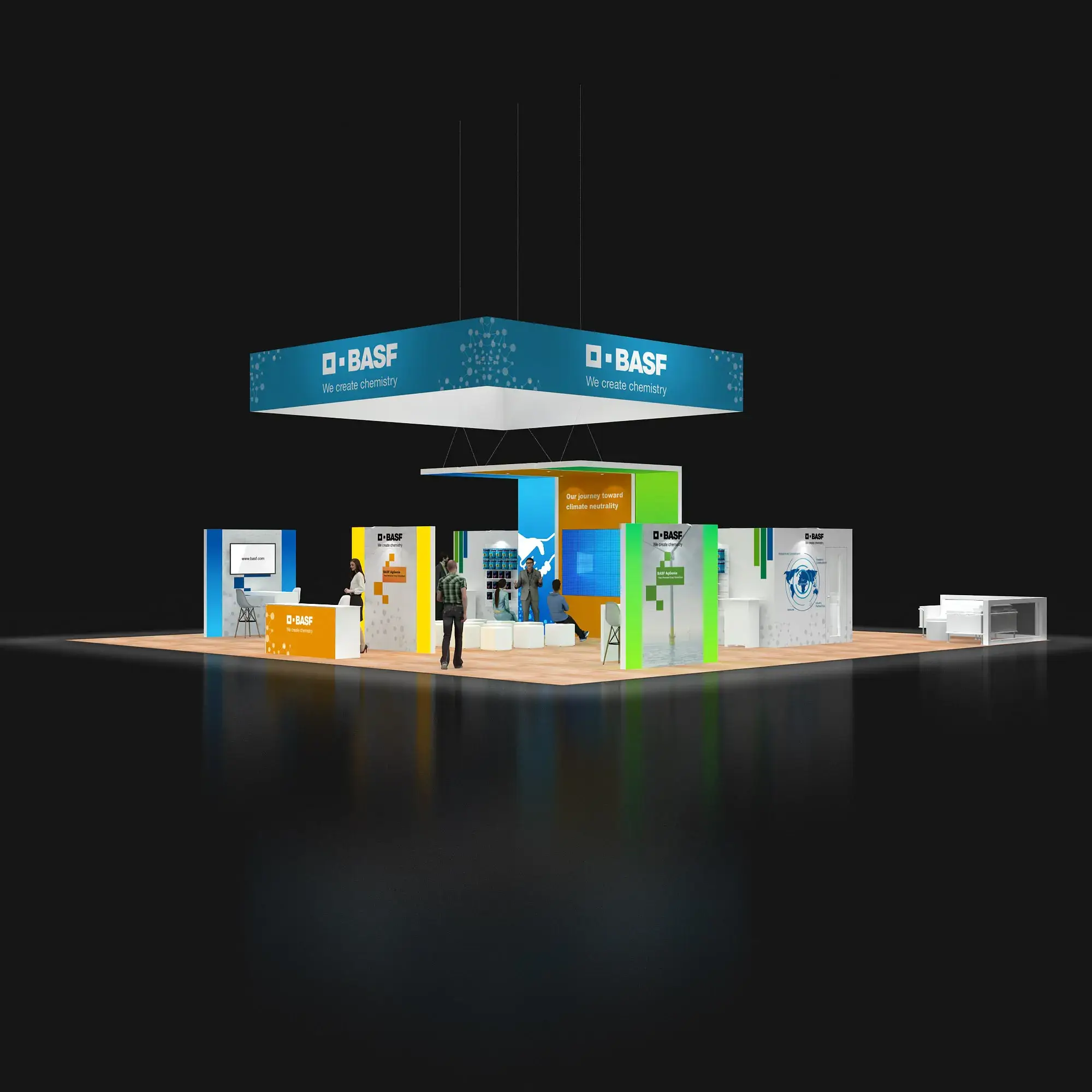 Right Side Perspective View – YRLU5050 14: Dynamic 50x50 Trade Show Exhibit Design for Maximum Impact