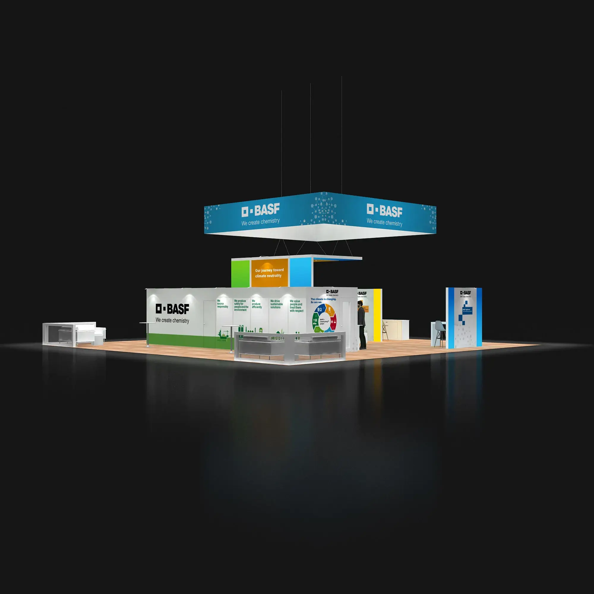 Left Side Perspective View – YRLU5050 14: Attractive 50x50 Rental Exhibits for Trade Show Marketing