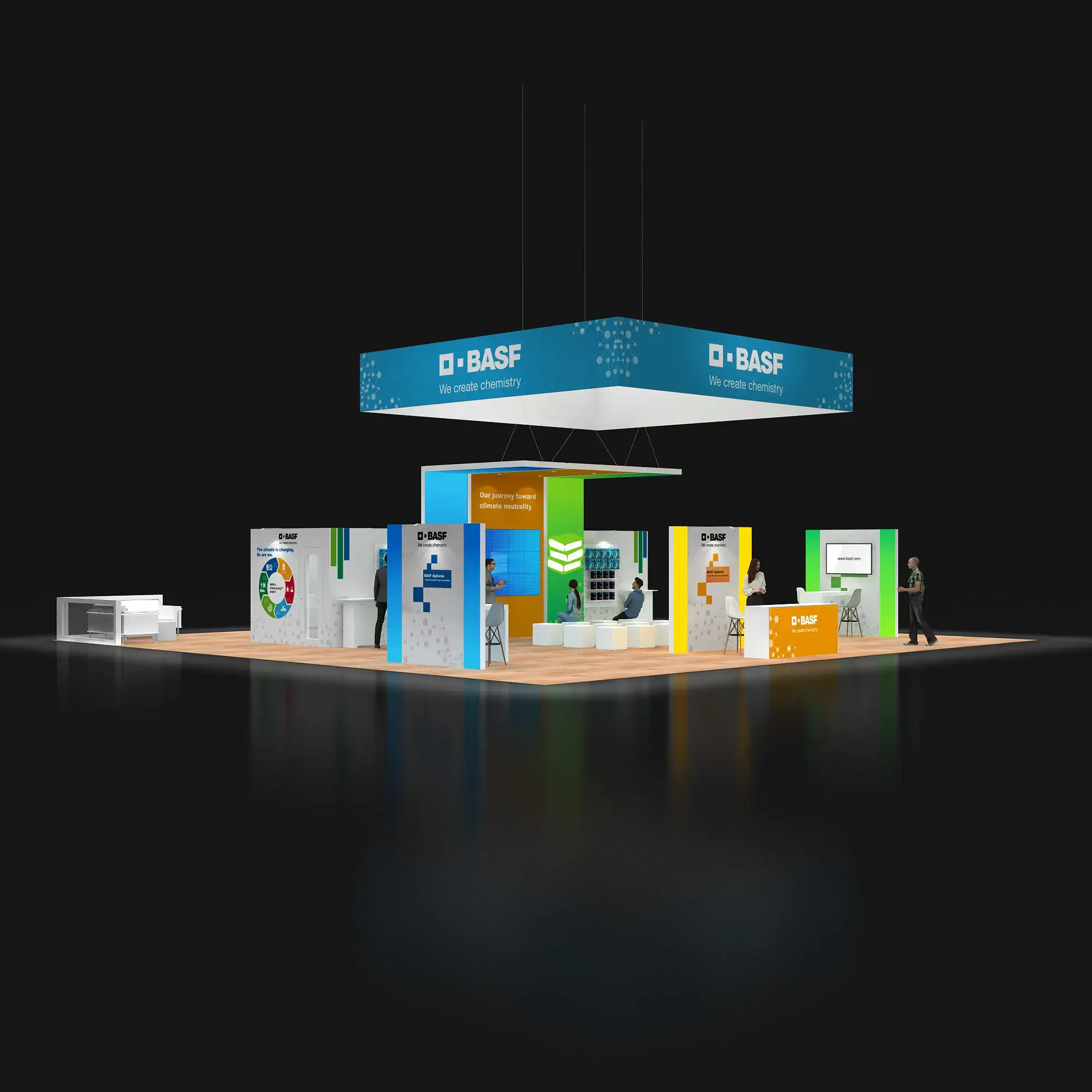 Right Side Perspective View – YRLU5050 14: Dynamic 50x50 Trade Show Exhibit Design for Maximum Impact #1