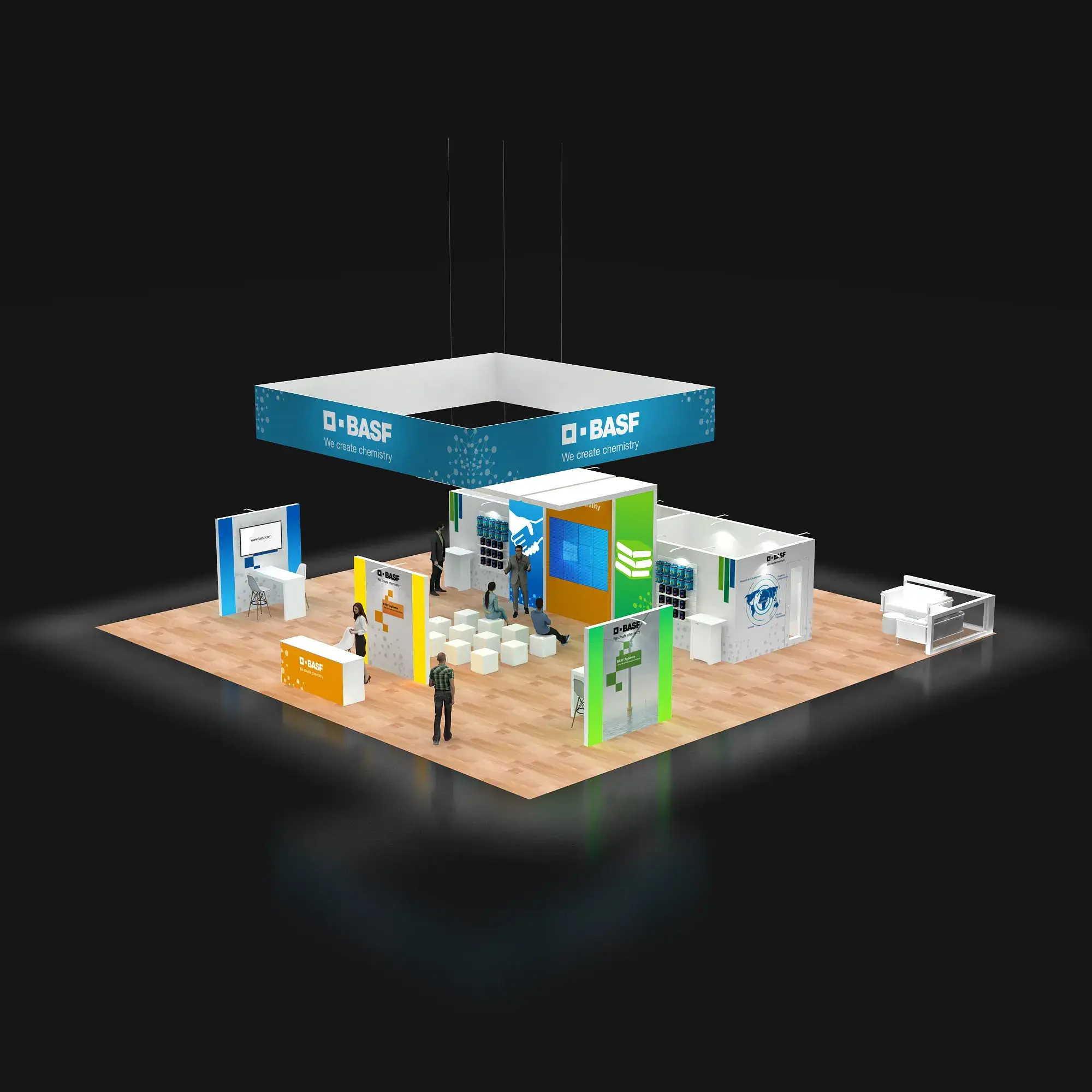 Arial View – YRLU5050 14: Visually Compelling 50x50 Exhibit Booth for Engagement #1