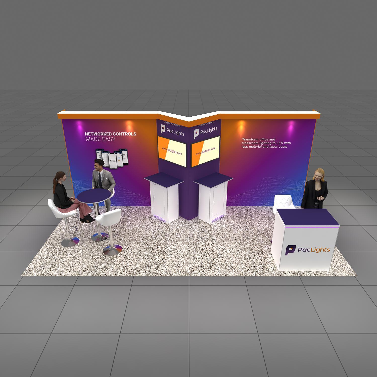 Arial View - GRL1020 04: Top of the range 10x20 trade show booth rentals