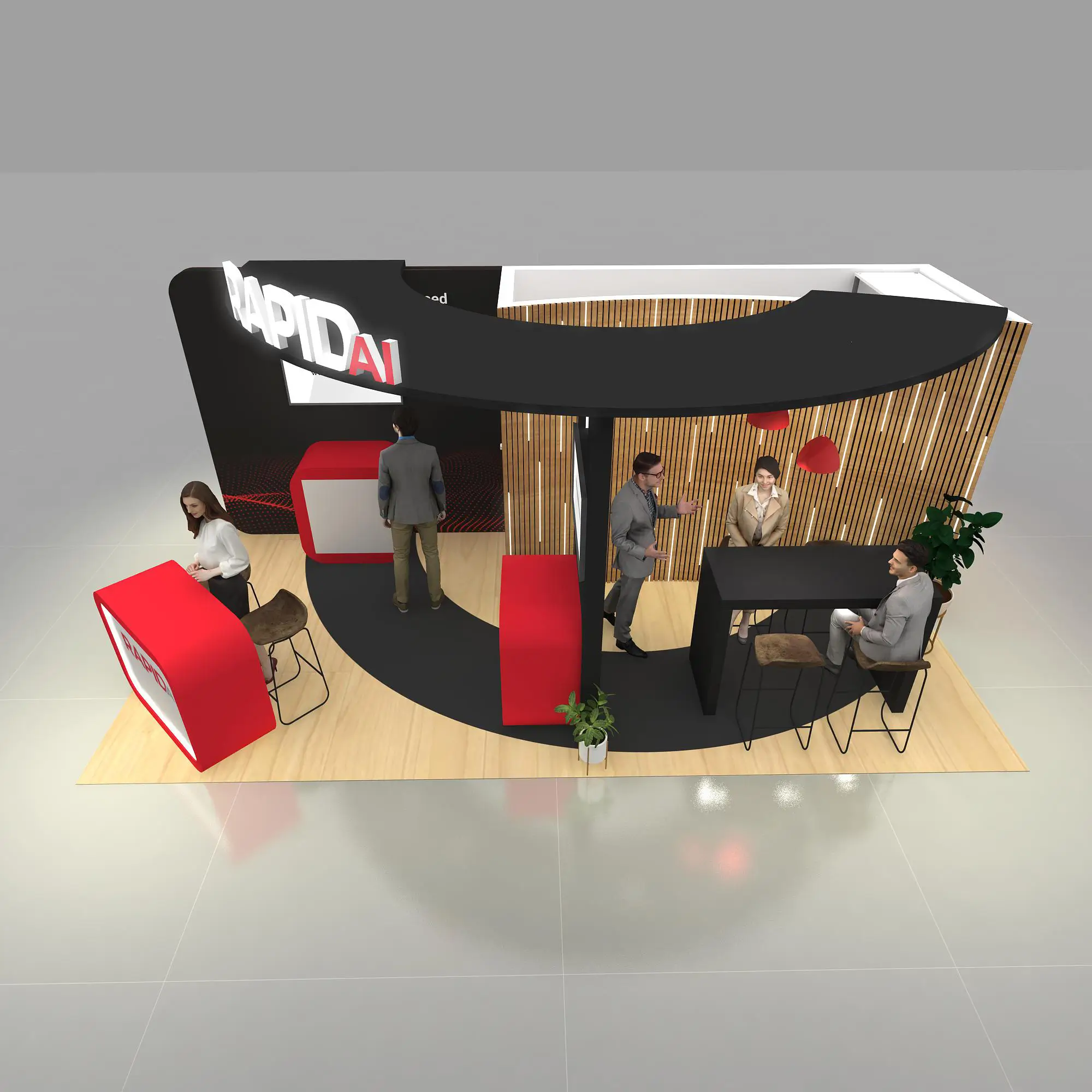Arial View - RLU1020 19: Double your leads with audience-engaging 10x20 booth rentals
