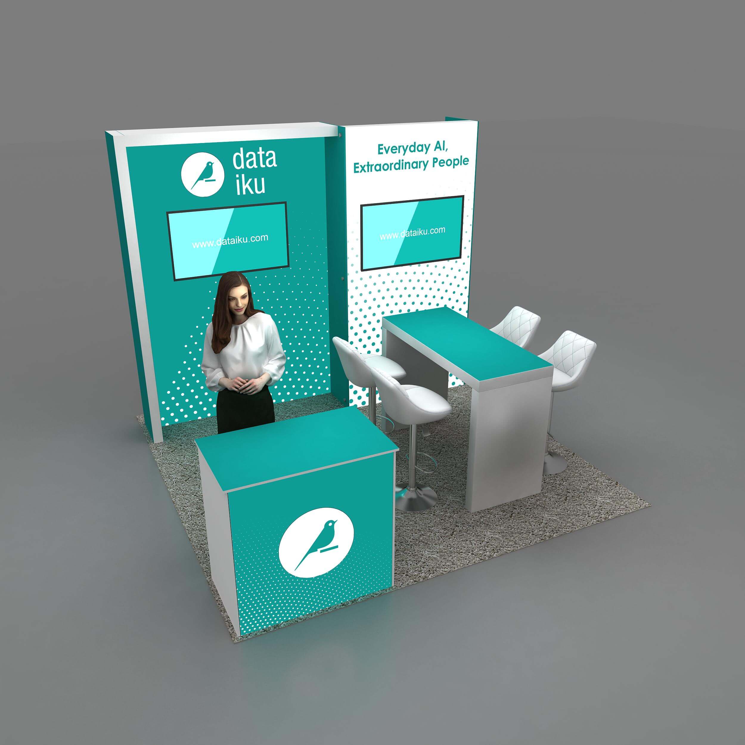 Arial View - STL1010 04: Top-notch 10x10 trade show booth rentals