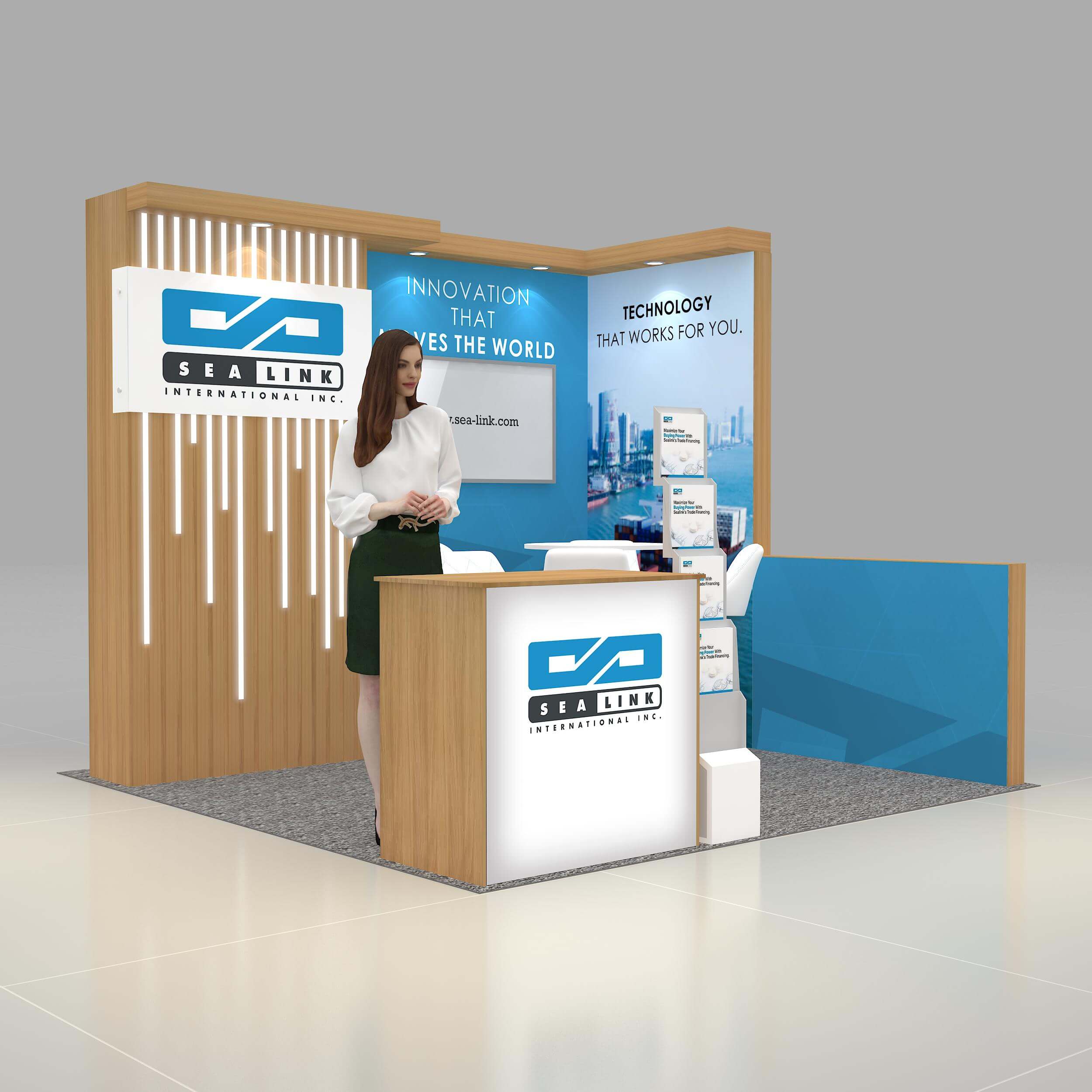 Right Side Perspective View - RLU1010 24: Awe-inspiring 10x10 trade show booth rentals Right Side Perspective View - RLU1010 24: Awe-inspiring 10x10 trade show booth rentals