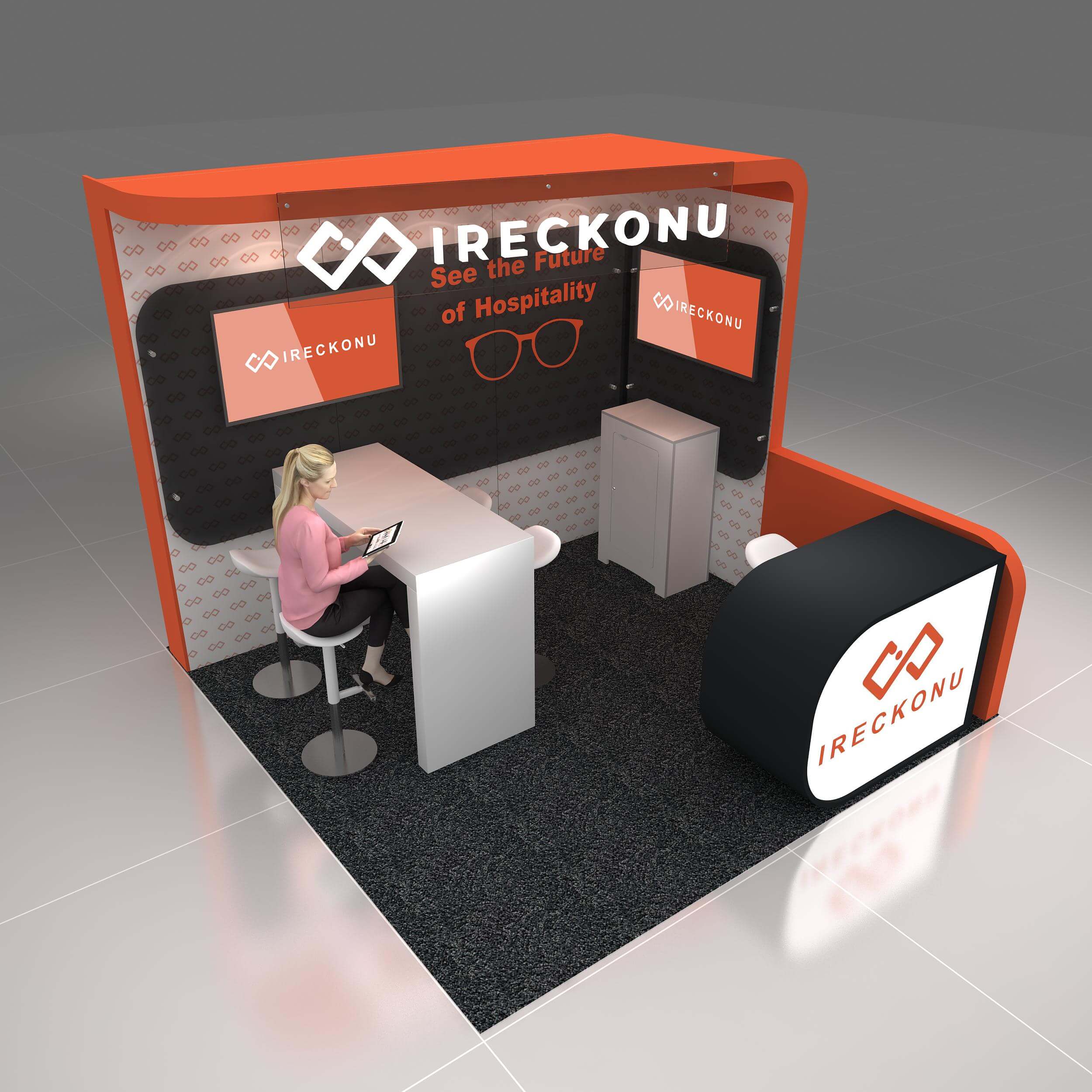 Arial View – RLU1010 36: Eye-catching 10x10 booth rental