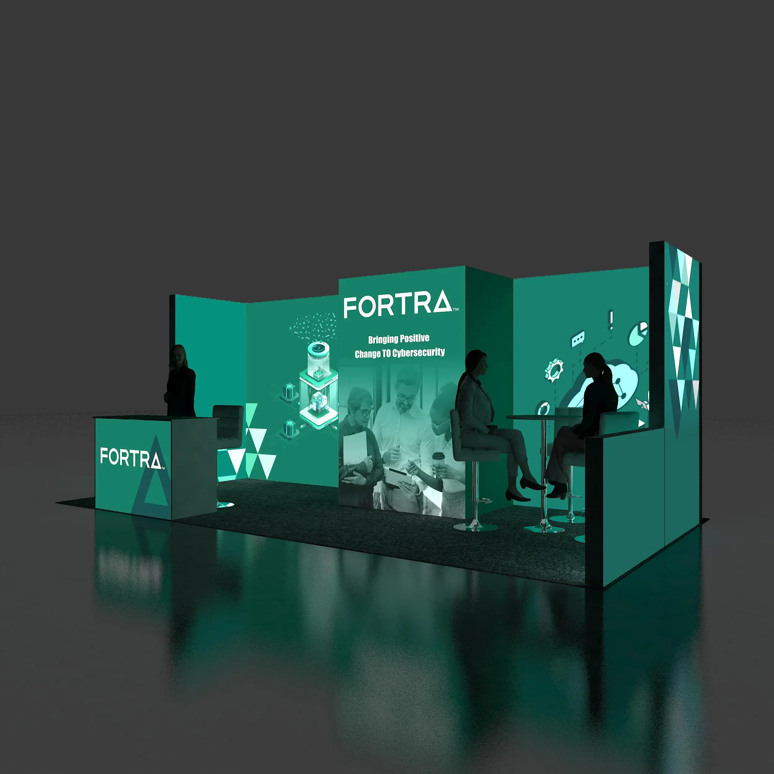 Backlit Left Side Perspective - RAL1020 09: Top-quality and state-of-the-art 10x20 booth rentals for shows