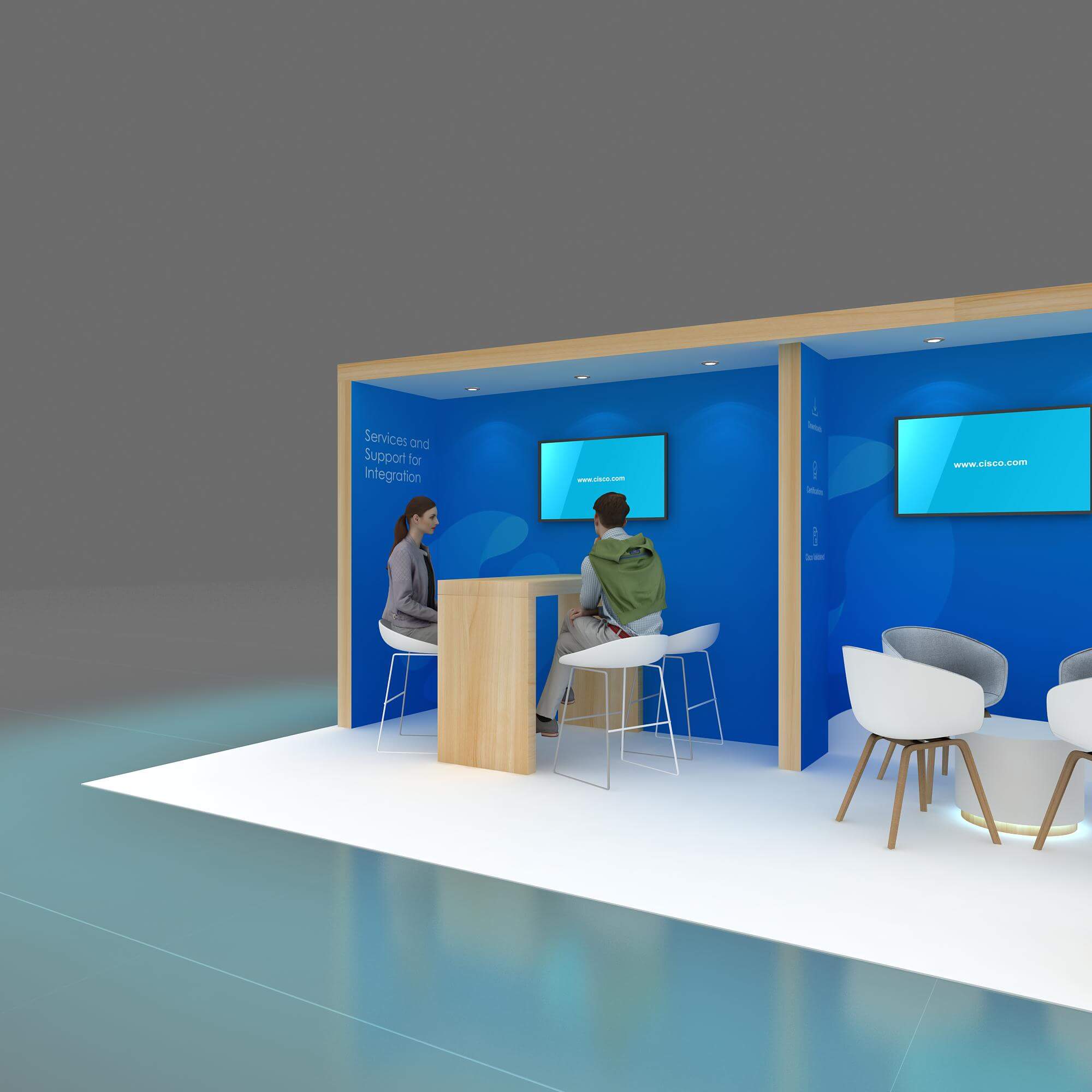 Left Side Perspective View - GRLU1020 60: Turnkey all-inclusive 10x20 booth rentals for shows