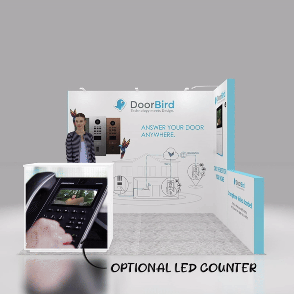 Front View with LED Counter - RCR1010 07: Exceptional 10x10 trade show booth rentals