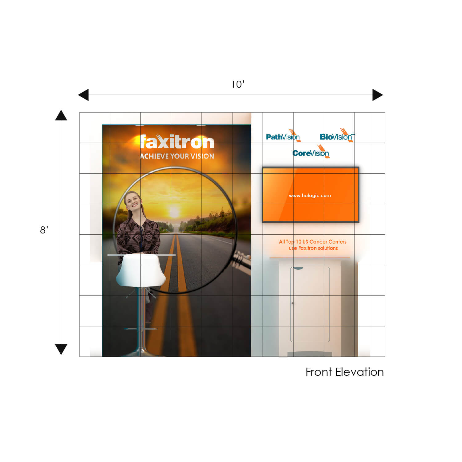 Elevation – RH1010 04: World-class 10x10 trade show booth rentals Elevation – RH1010 04: World-class 10x10 trade show booth rentals
