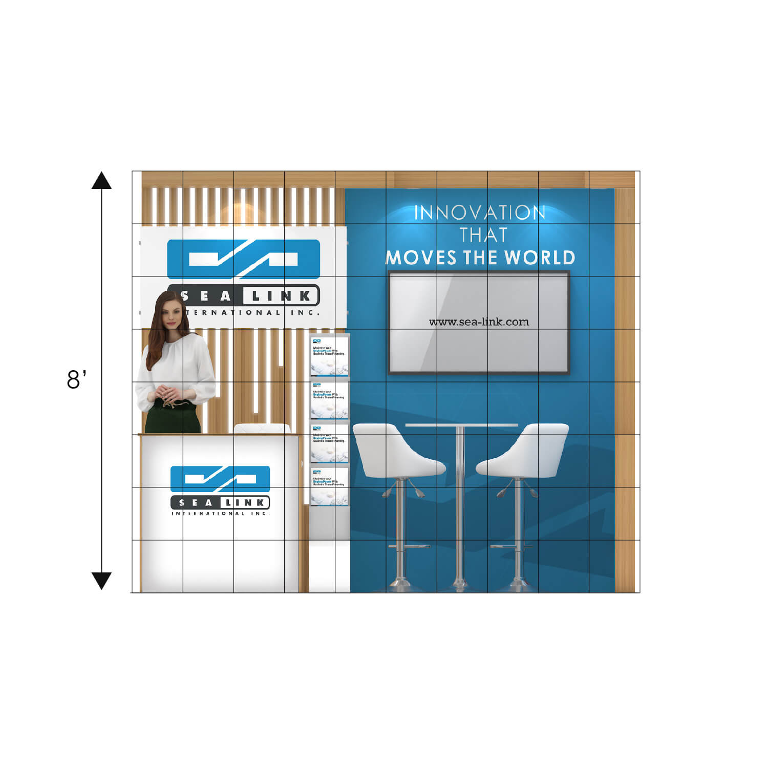 Elevation - RLU1010 24: Visually striking 10x10 trade show booth rentals Elevation - RLU1010 24: Visually striking 10x10 trade show booth rentals