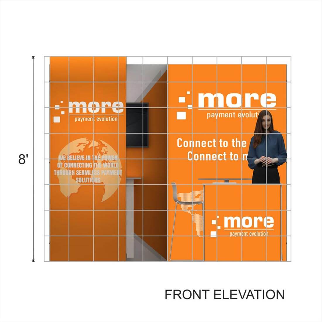 Elevation – RLU1010 34: Stylish 10x10 Booth Designs for Visual Brand Presence