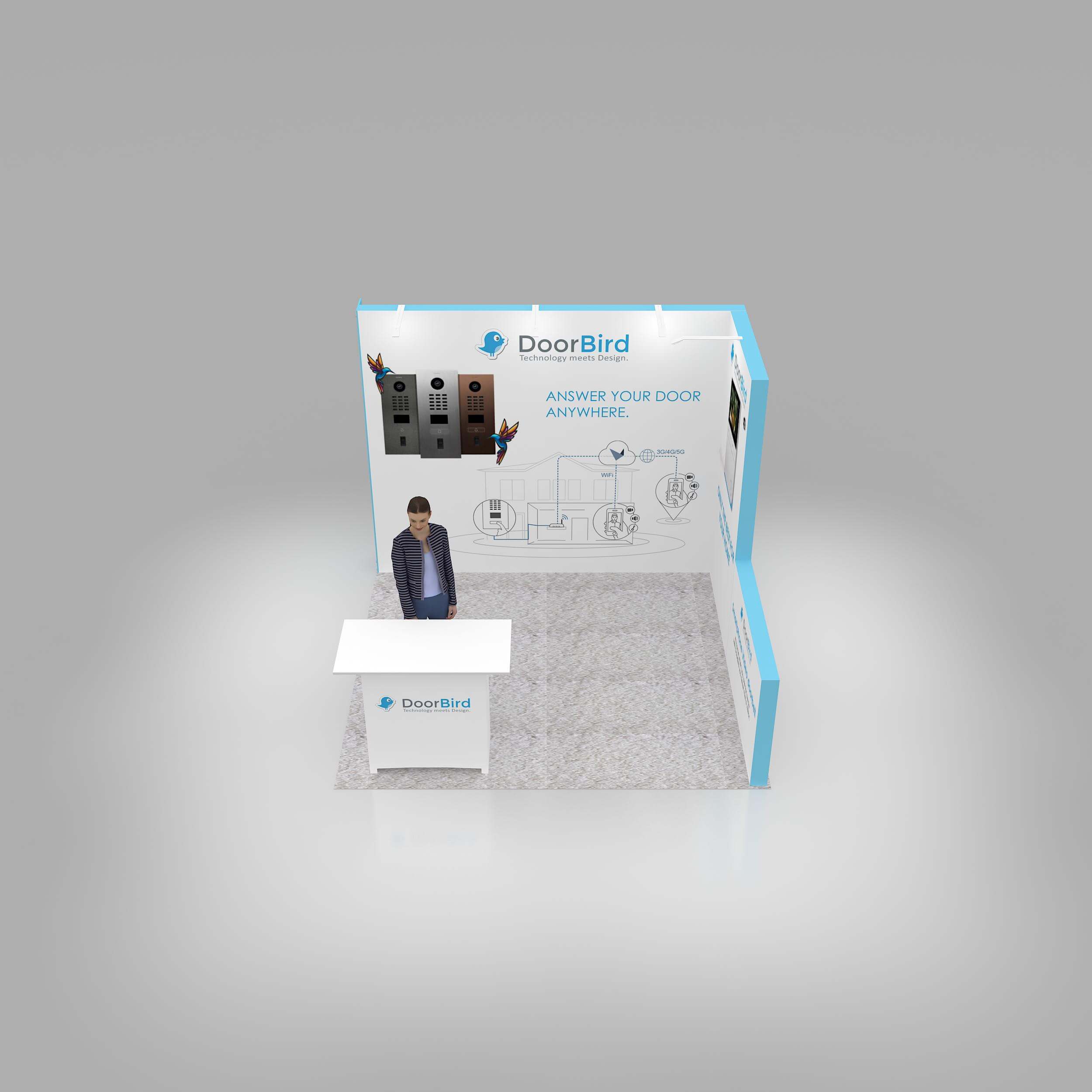 Arial View - RCR1010 07: Top of the range 10x10 trade show booth rentals