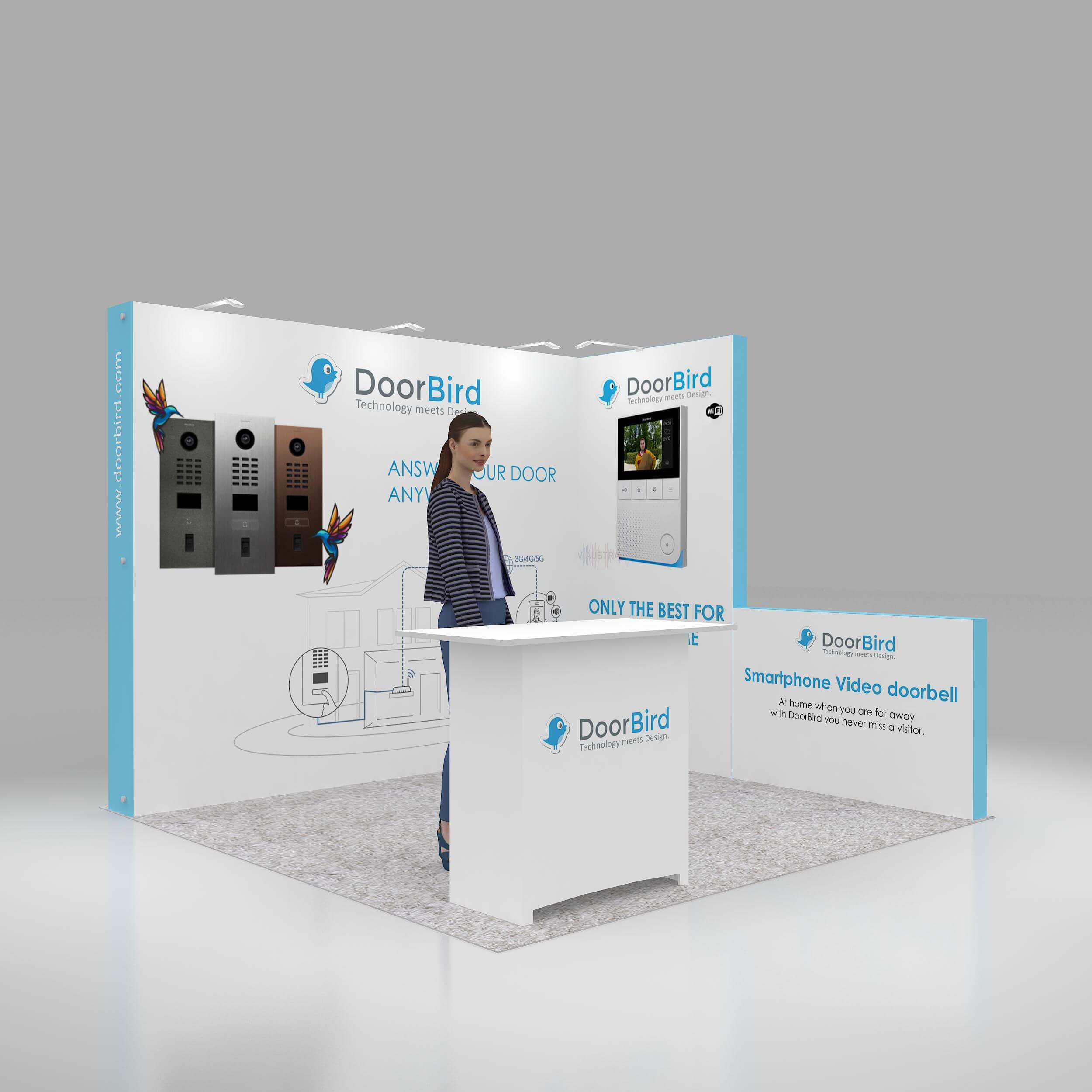 Left Side Perspective View - RCR1010 07: Top-notch 10x10 trade show booth rentals