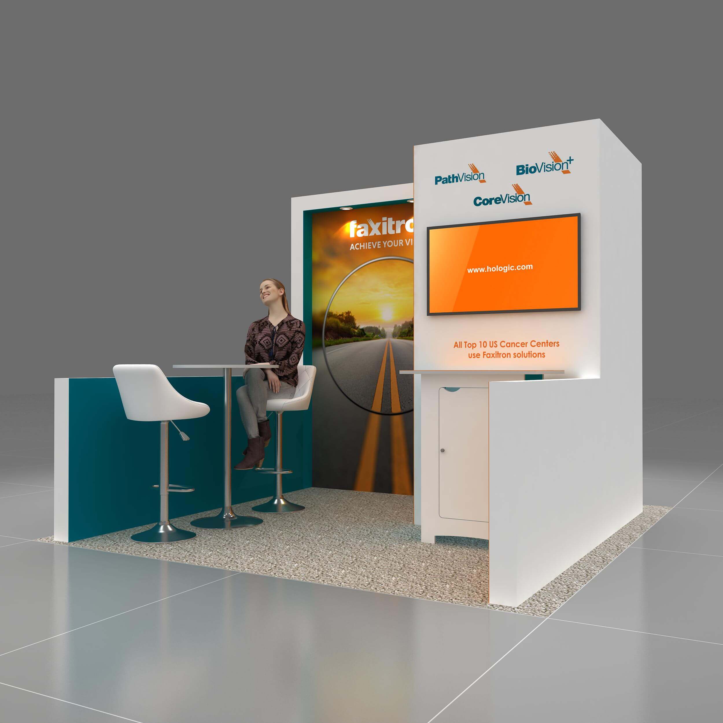 Right Side Perspective View – RH1010 04: Top of the range 10x10 trade show booth rentals Right Side Perspective View – RH1010 04: Top of the range 10x10 trade show booth rentals