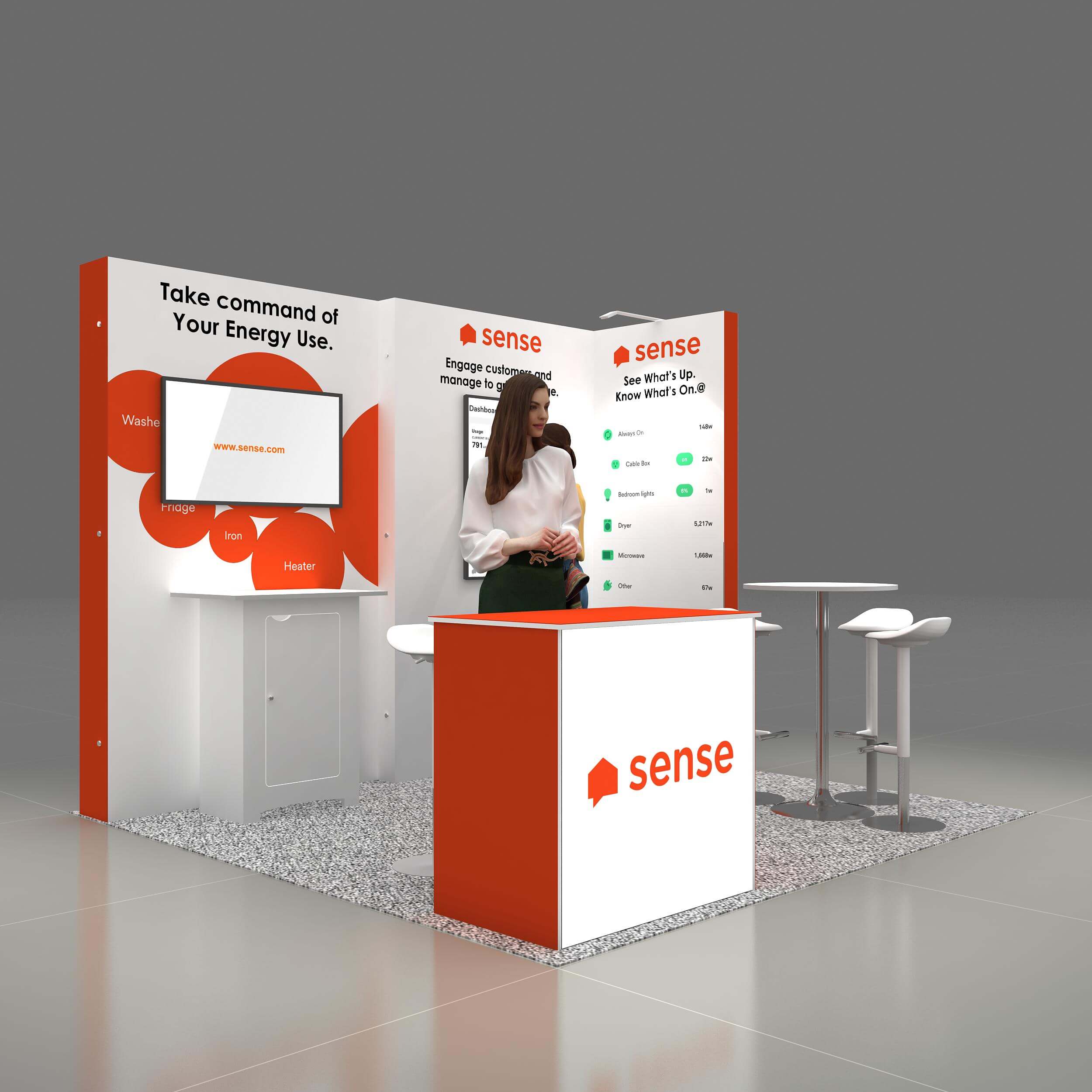 Right Side Perspective View - RL1010 04: Finest 10x10 trade show booth rentals