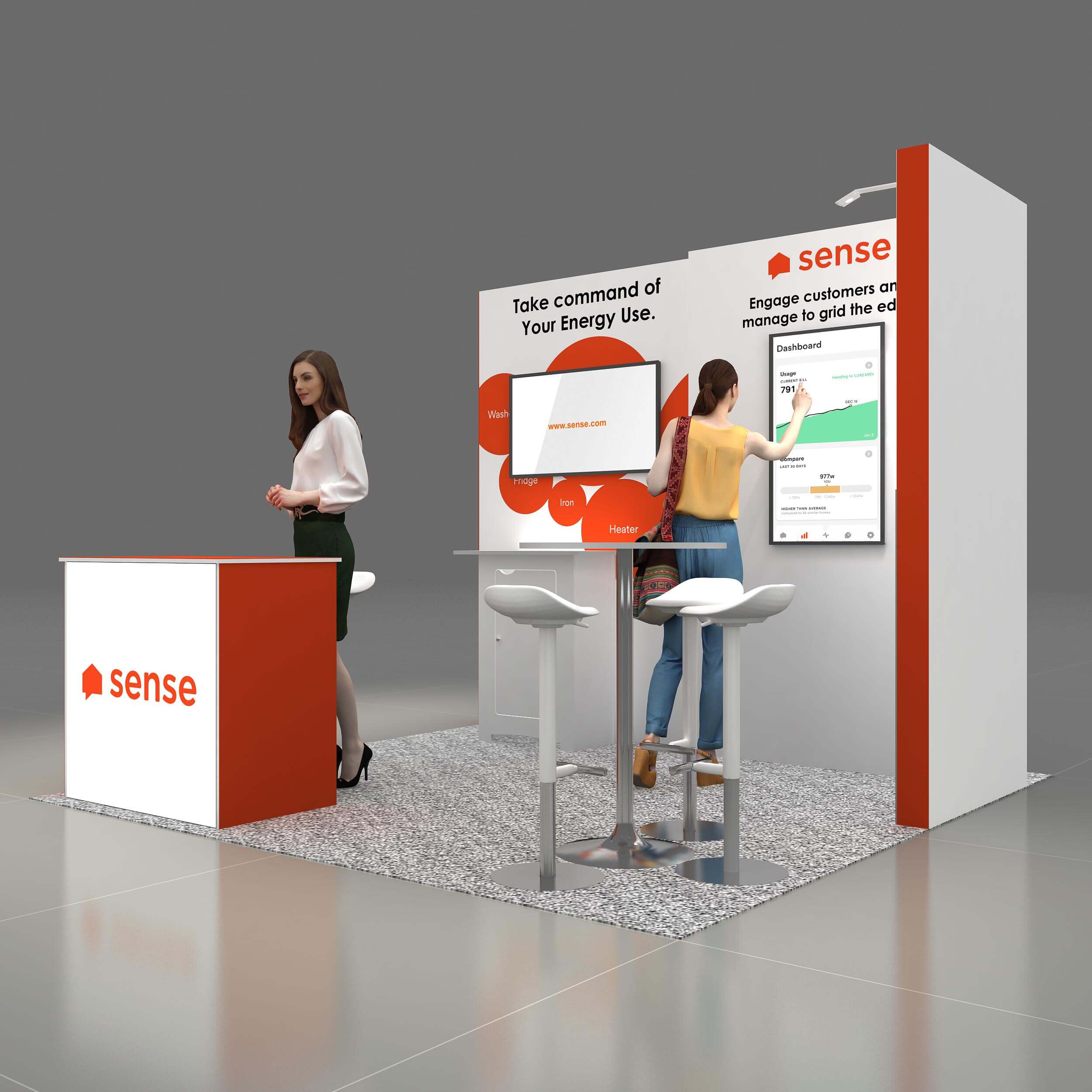 Left Side Perspective View - RL1010 04: World-class 10x10 trade show booth rentals