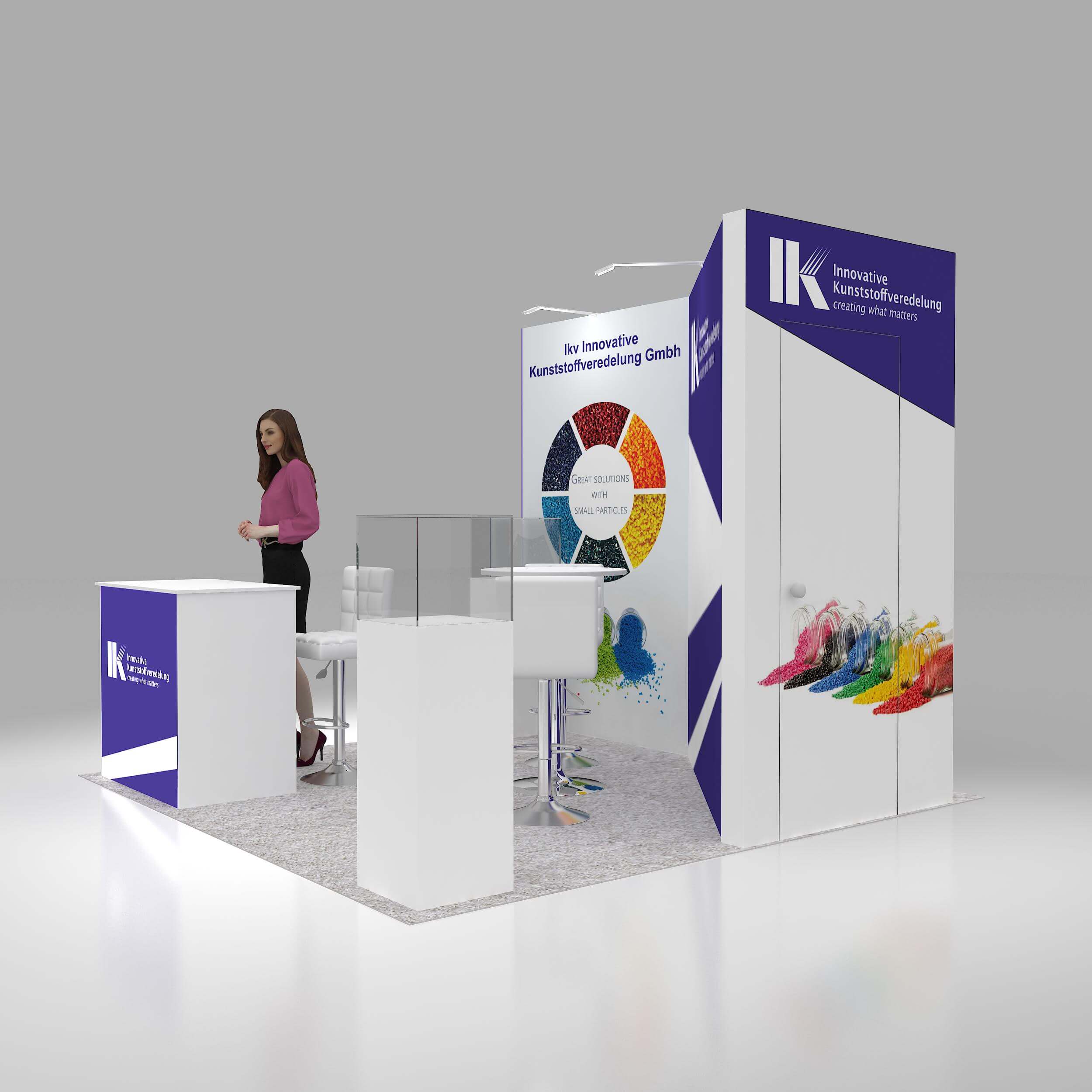 Left Side Perspective View - RLU1010 32: Visually striking 10x10 trade show booth rentals