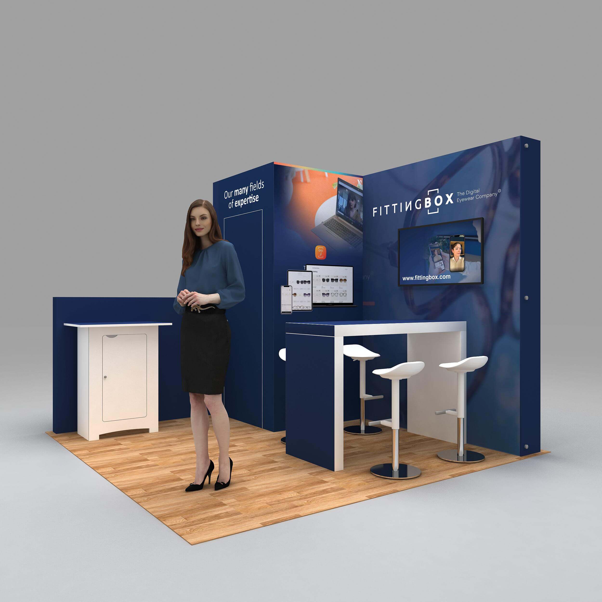 Left Side Perspective View - RLU1010 33: Impactful 10x10 trade show booth rentals