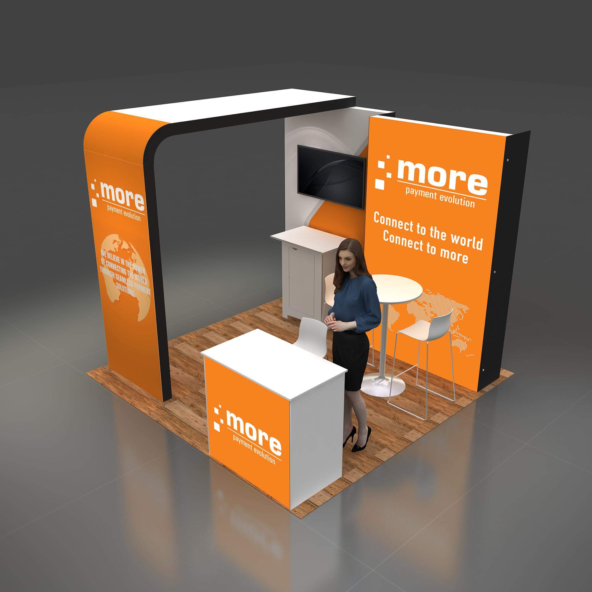 Arial View – RLU1010 34: Visually Compelling 10x10 Exhibit Booth for Engagement