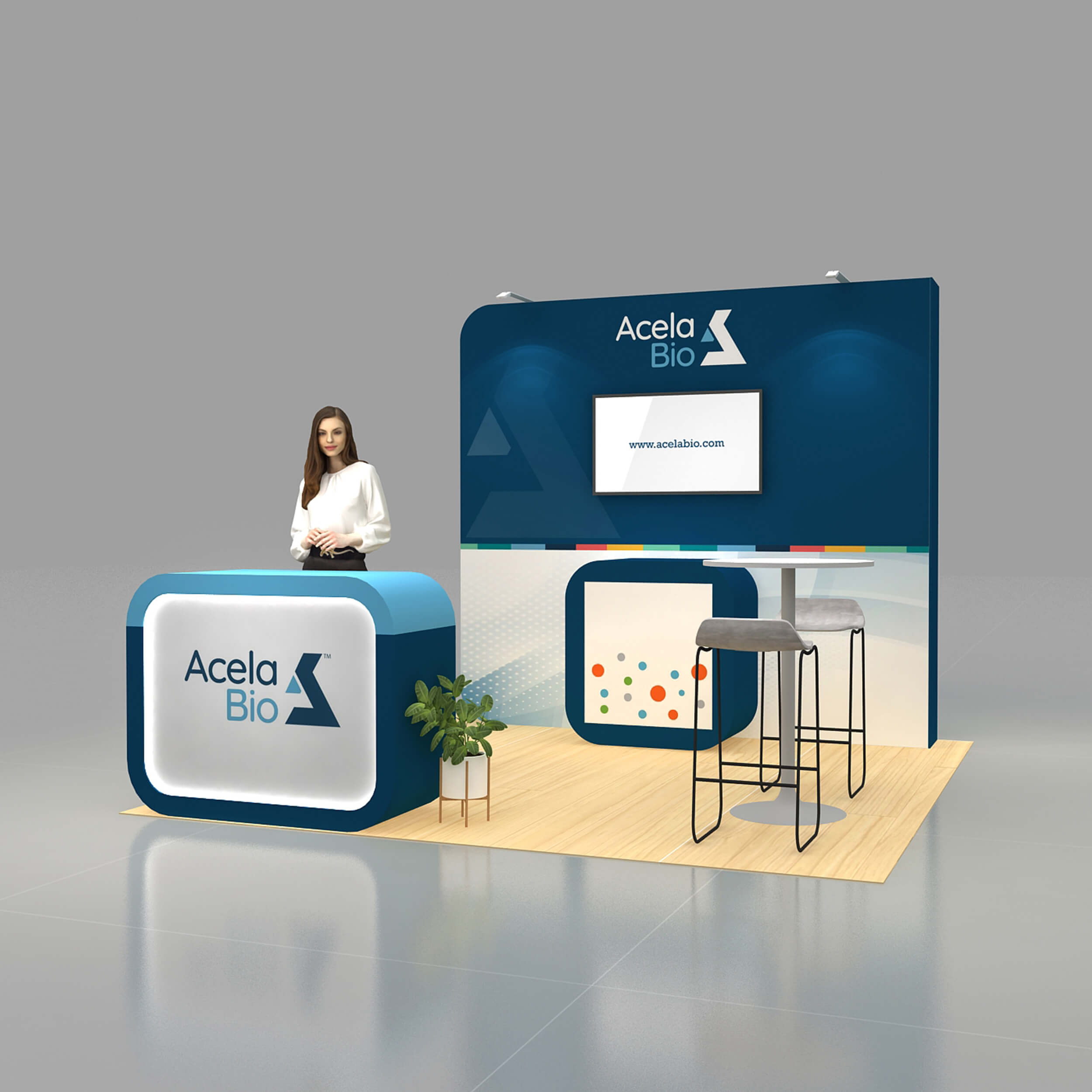 Left Side Perspective View - RLU1010 38: Turnkey all-inclusive 10x10 booth rentals Left Side Perspective View - RLU1010 38: Turnkey all-inclusive 10x10 booth rentals