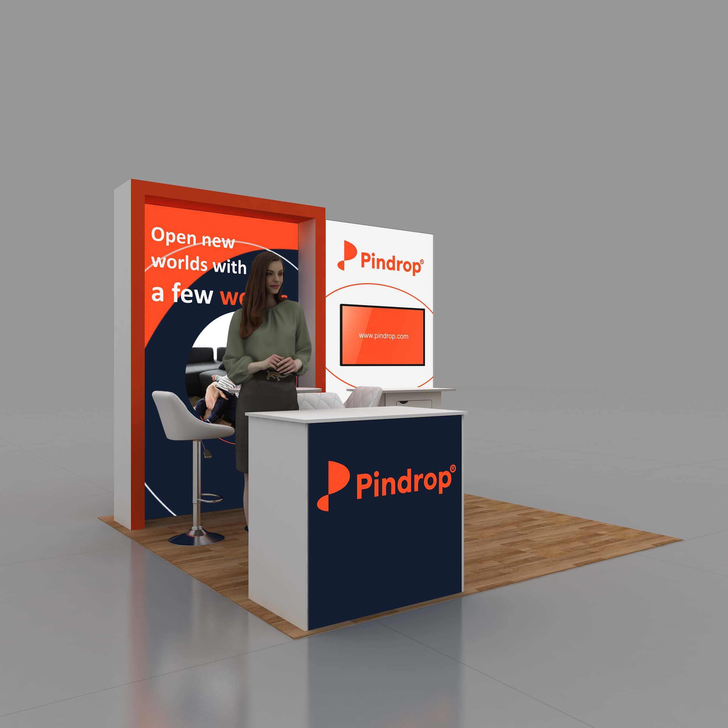 Front Side View - GRLU1010 49: 10x10 Trade Show Exhibit