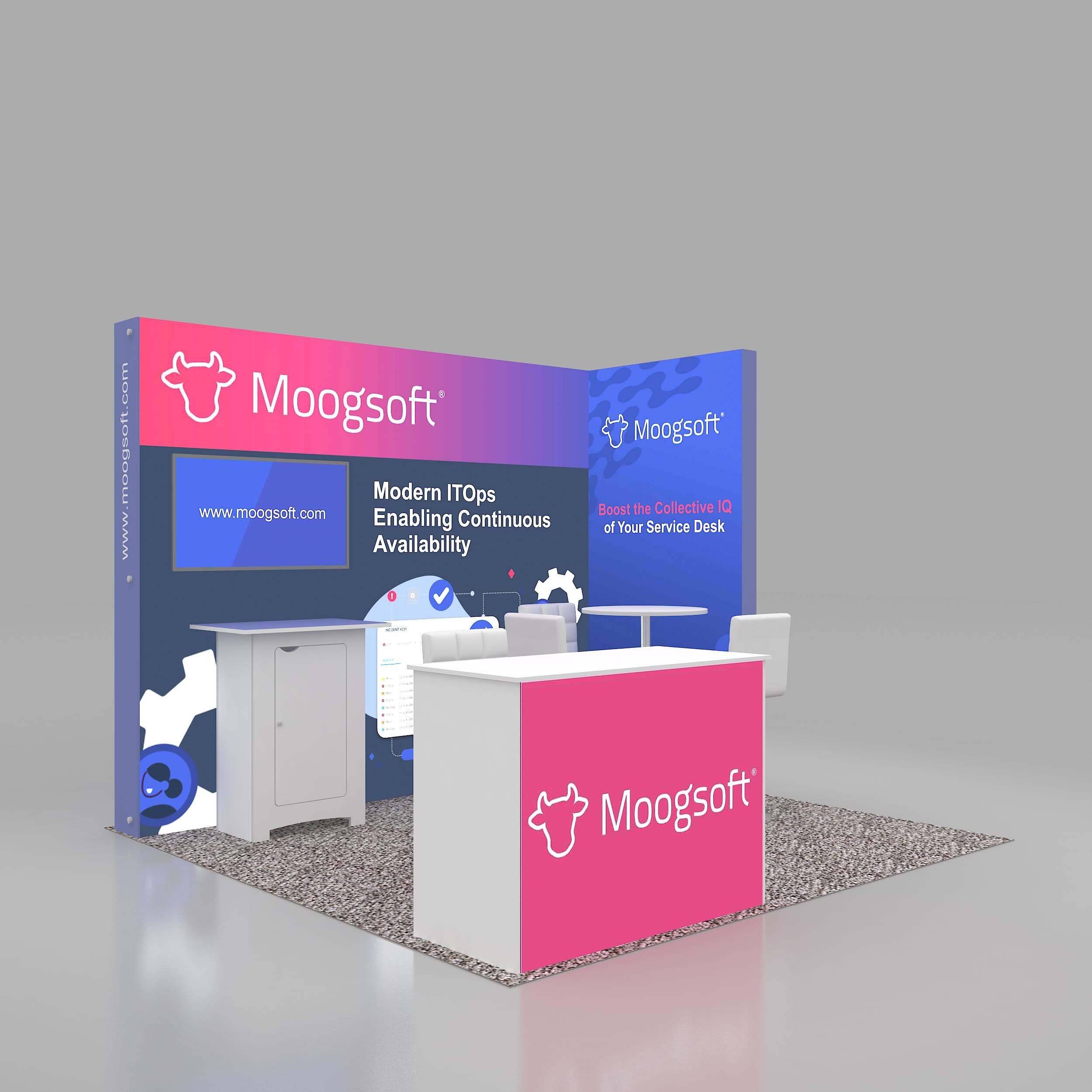 Right Side Perspective View - STL1010 03: Striking 10x10 trade show booth rentals Right Side Perspective View - STL1010 03: Striking 10x10 trade show booth rentals
