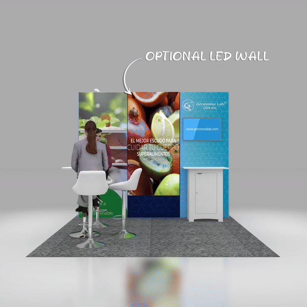 Front View with LED Counter - RL1010 06: Smart 20x20 Exhibit Booth for Exhibitors