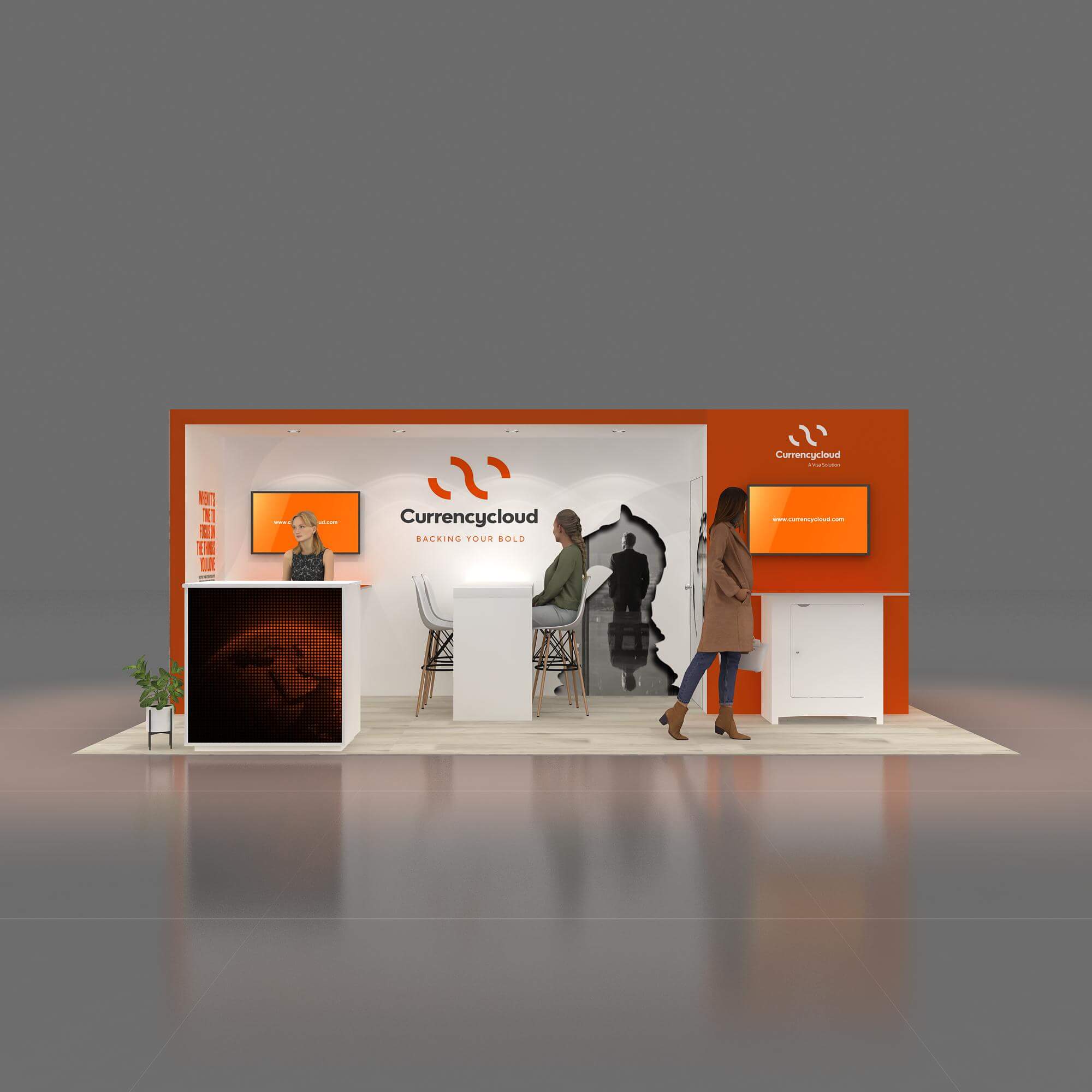 Front View with LED Counter - GRLU1020 46: Attract attendees with extraordinary 10x20 rental booth