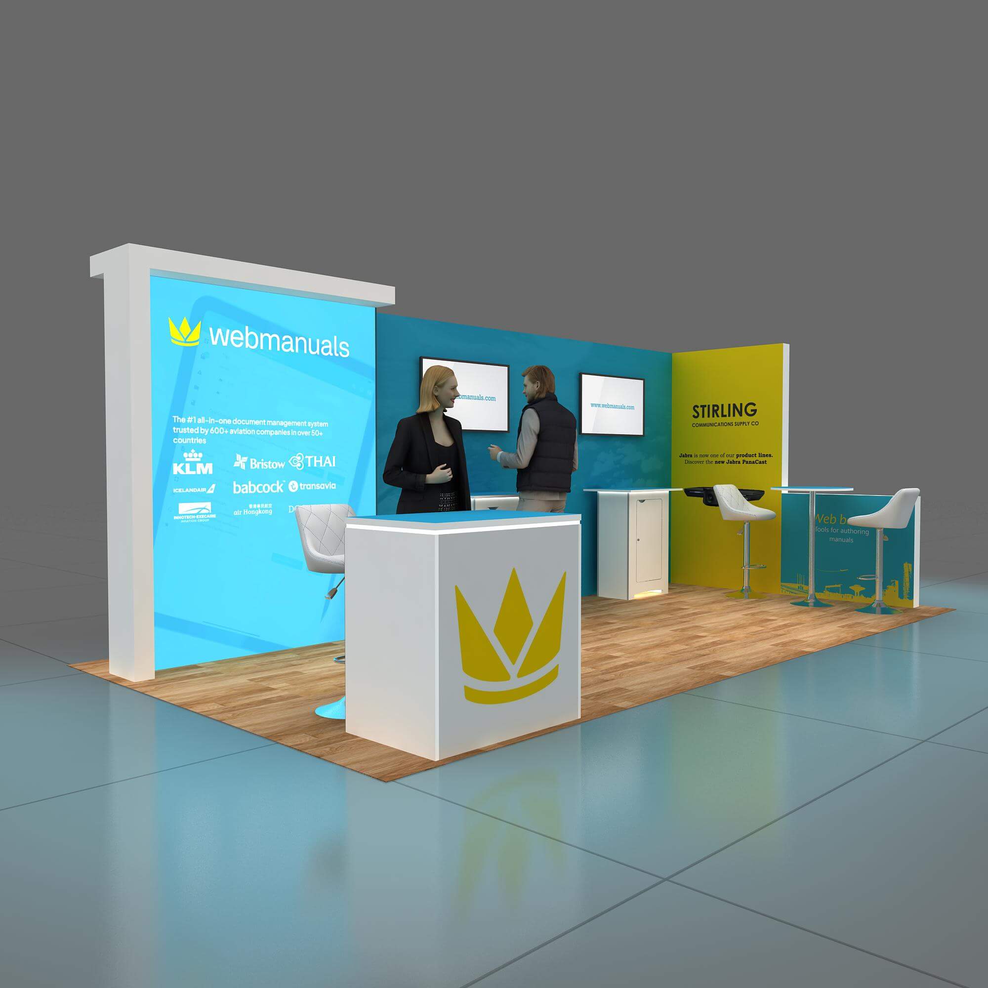 Right Side Perspective View - GRLU1020 49: Overwhelm your audience with ultra-modern 10x20 trade show booth rentals