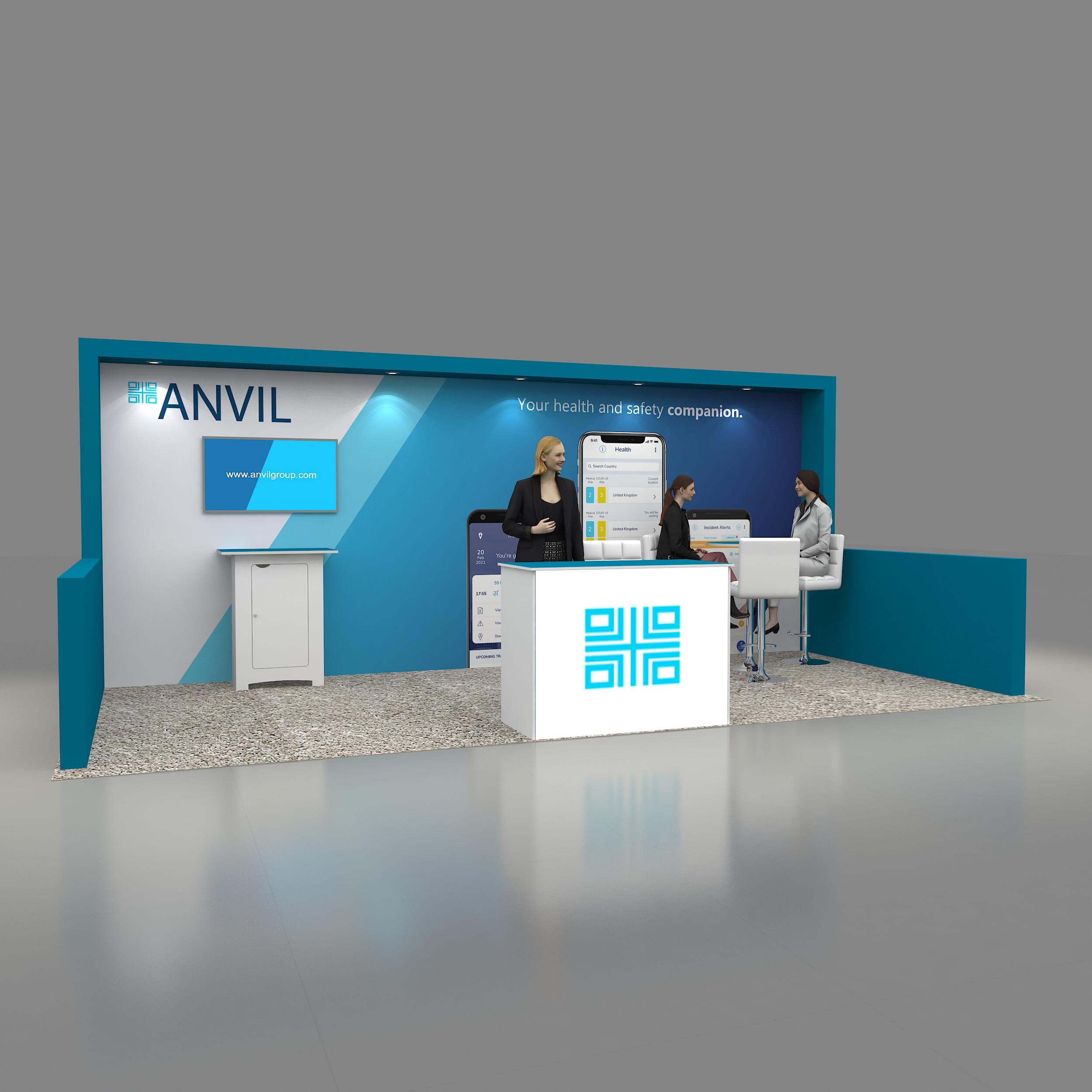 Right Side Perspective View - GRL1020 13: Make heads turn with awe-inspiring 10x20 booth rentals