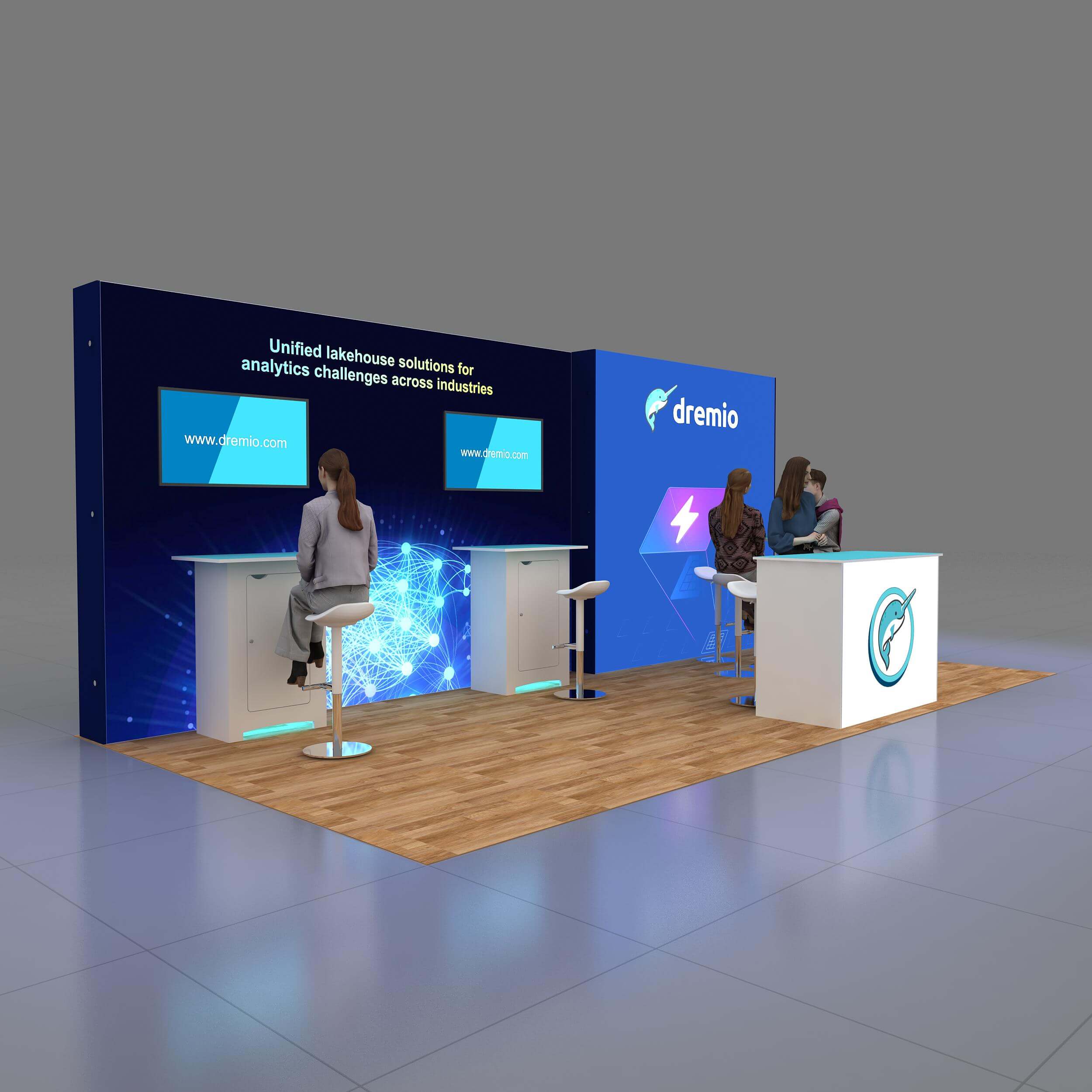 Right Side Perspective View - GRLU1020 35: Vibrant 10x20 Exhibit Rentals Display for Event Presence