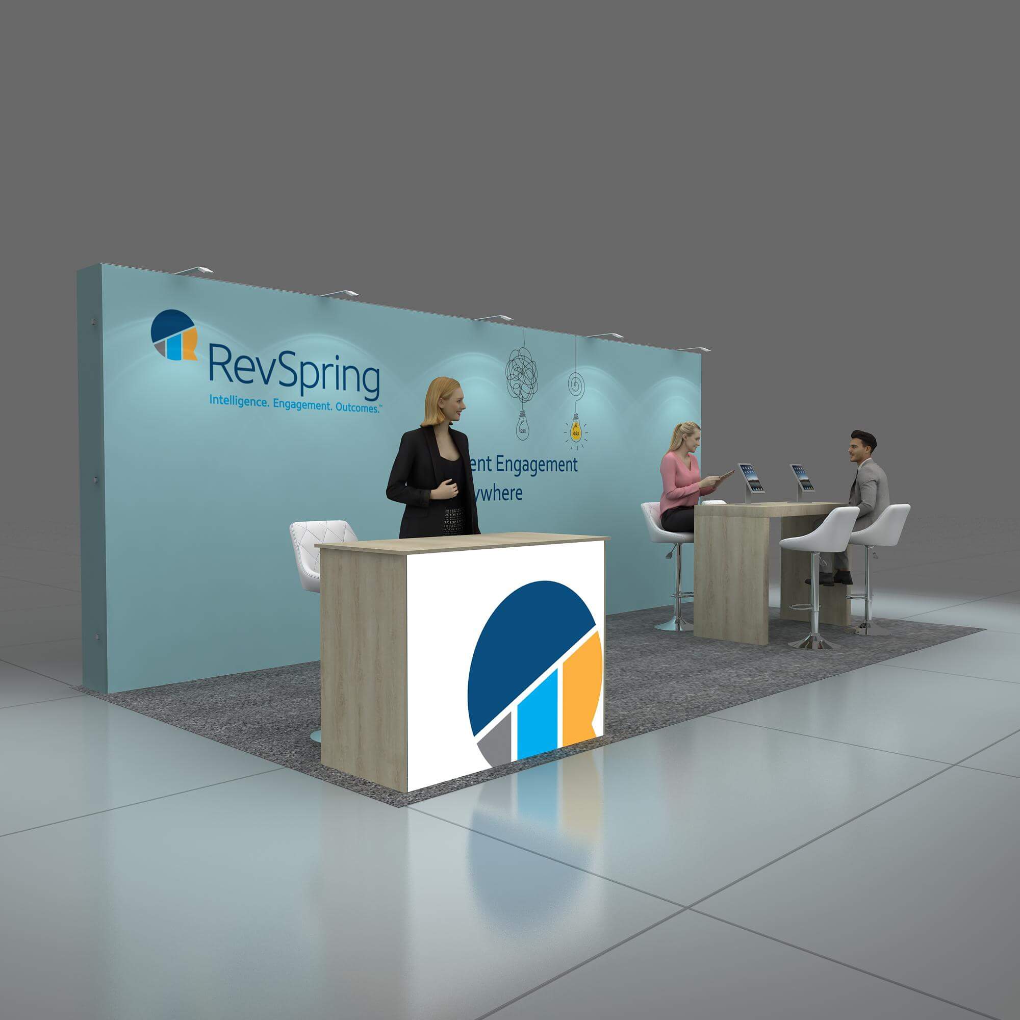Right Side Perspective View - GRLU1020 45: Top-quality 10x20 trade show rental booths