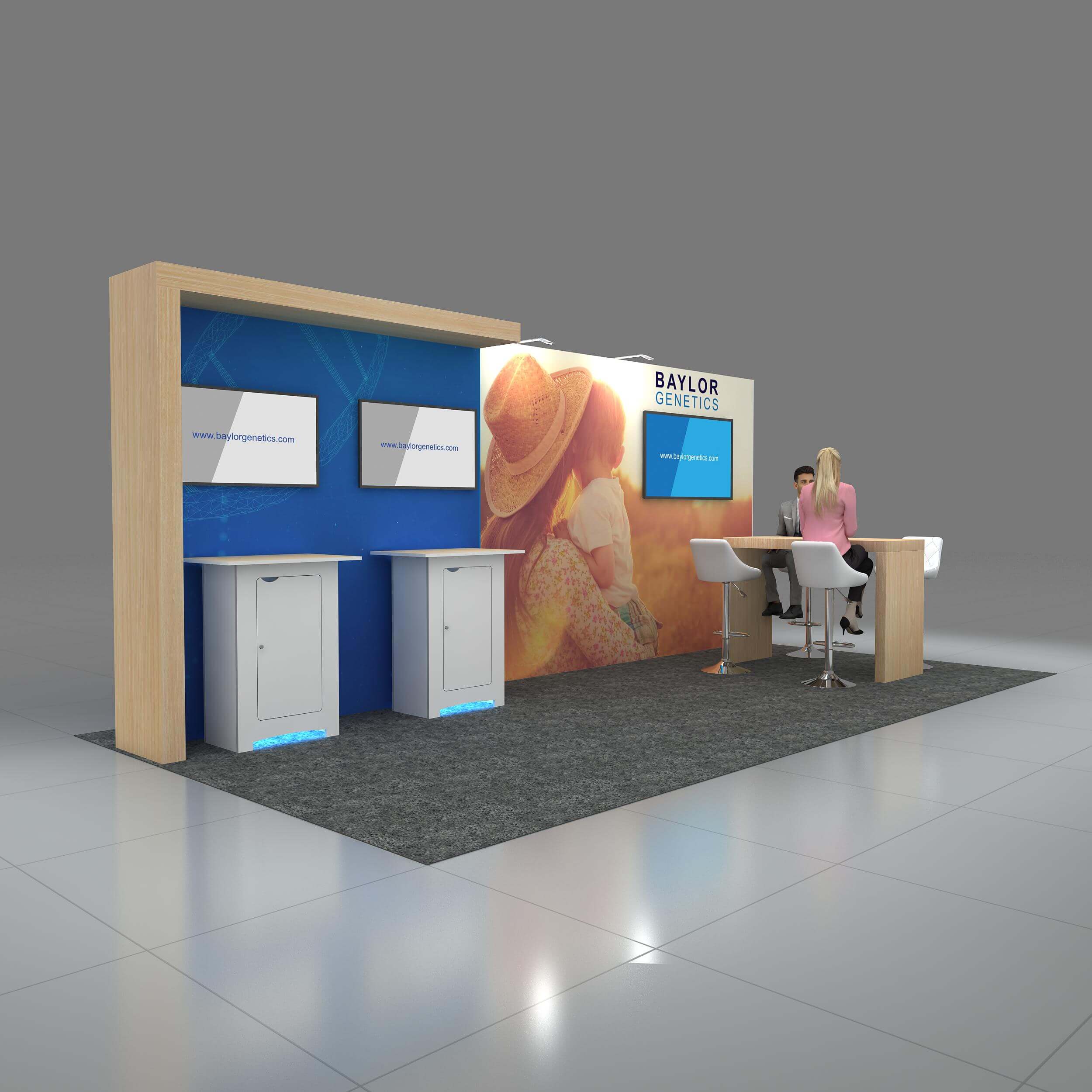 Right Side Perspective View - RLU1020 40: Grab maximum attention with award-winning 10x20 booth rentals for shows