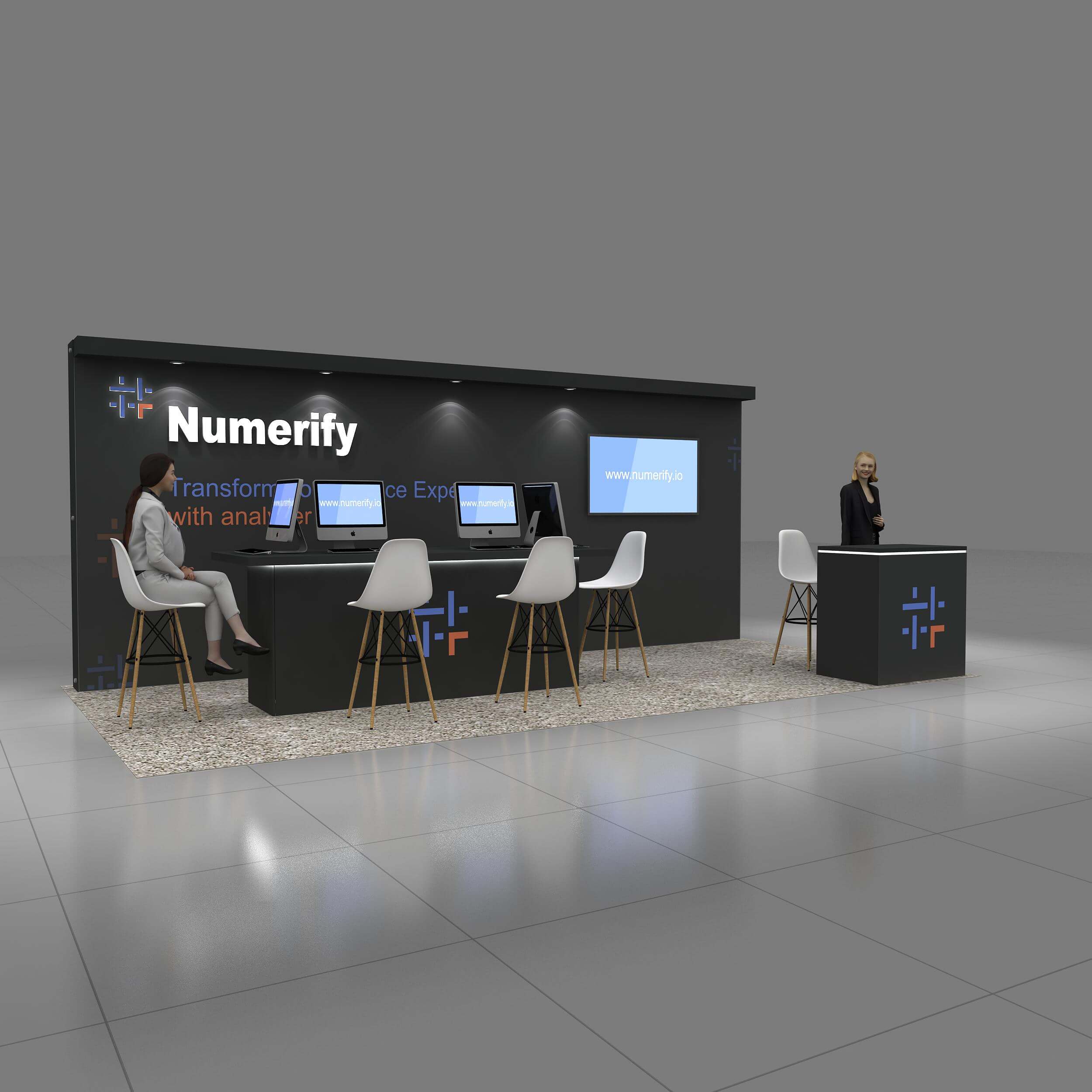 Right Side Perspective View - YRL1020 06: Attractive & portable 10x20 trade show displays